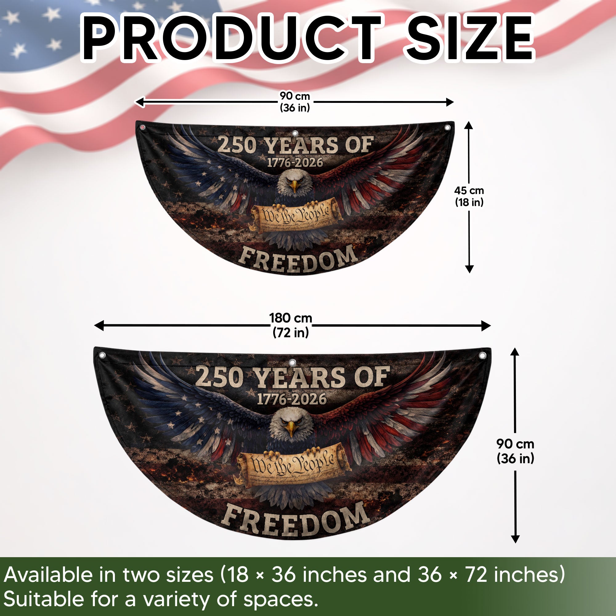 Fence Flag USA 250th Anniversary 1776–2026, American Eagle Patriotic 250 Year Flag, Outdoor Banner Decor