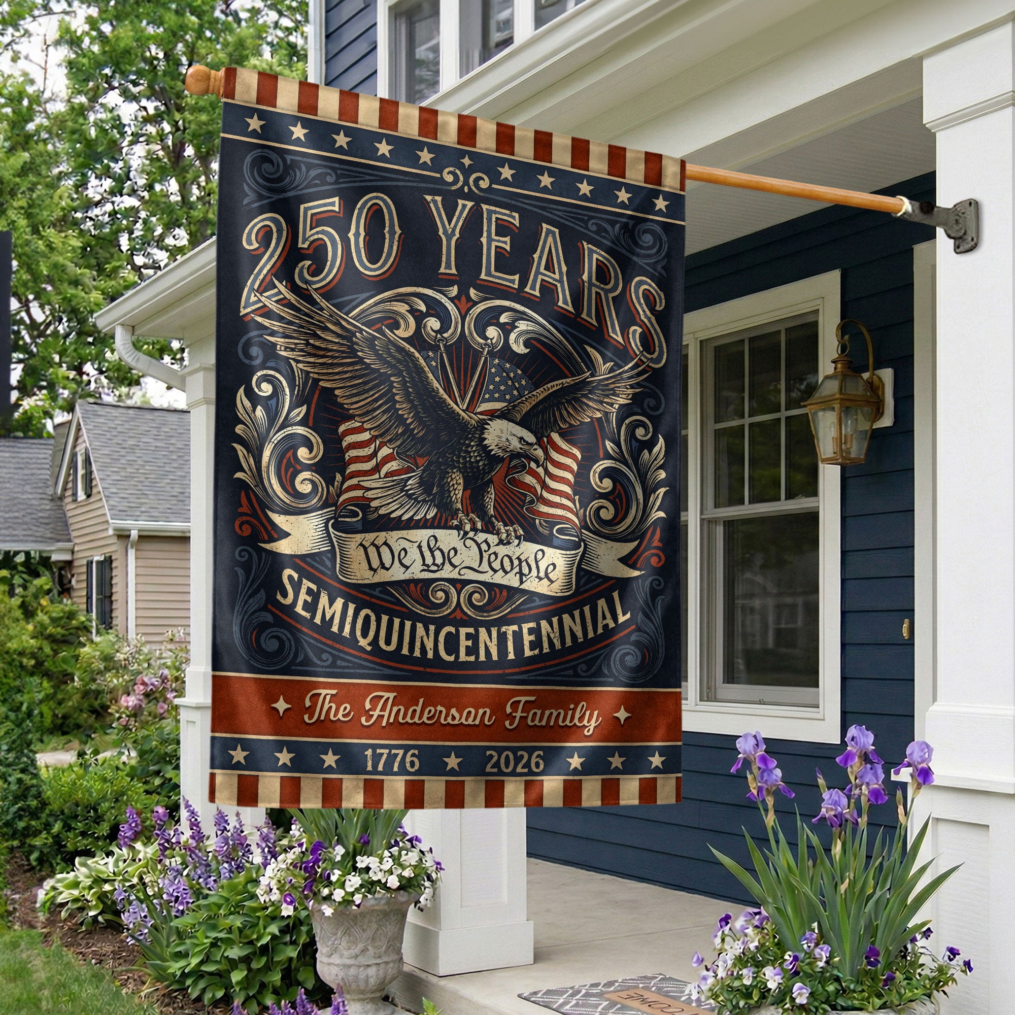 Personalized American Milestone Garden Flag – 250 Years Celebration with Eagle & “We the People” Design (1776–2026)