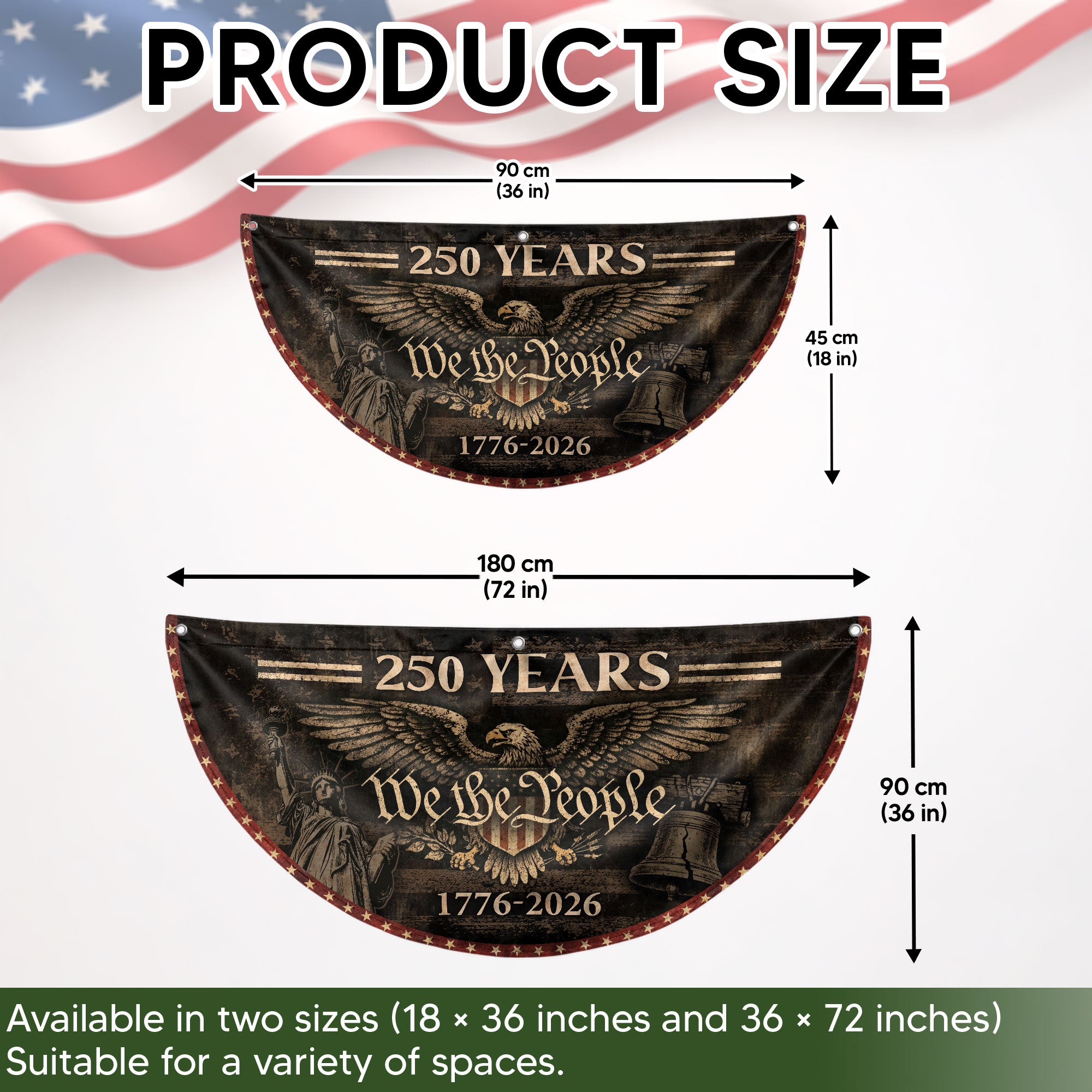 250 Years Fence Flag 1776–2026 We The People Eagle Patriotic Banner USA Decor