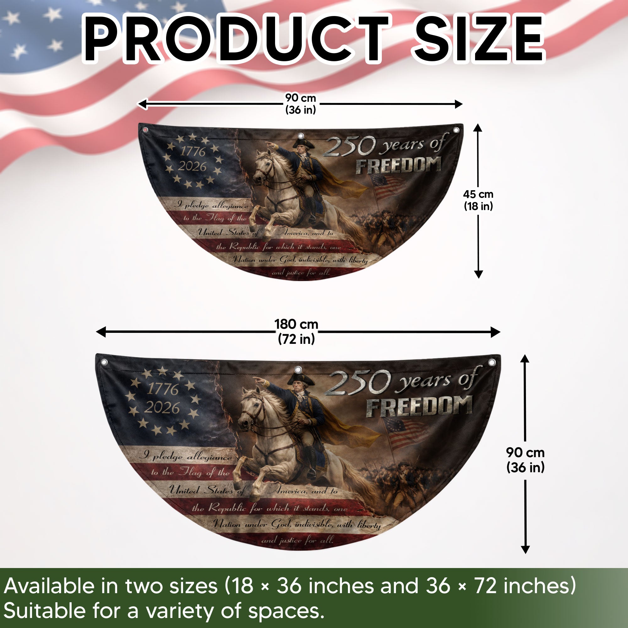 250 Years of Freedom Fence Flag George Washington Patriotic 1776-2026 Outdoor Banner