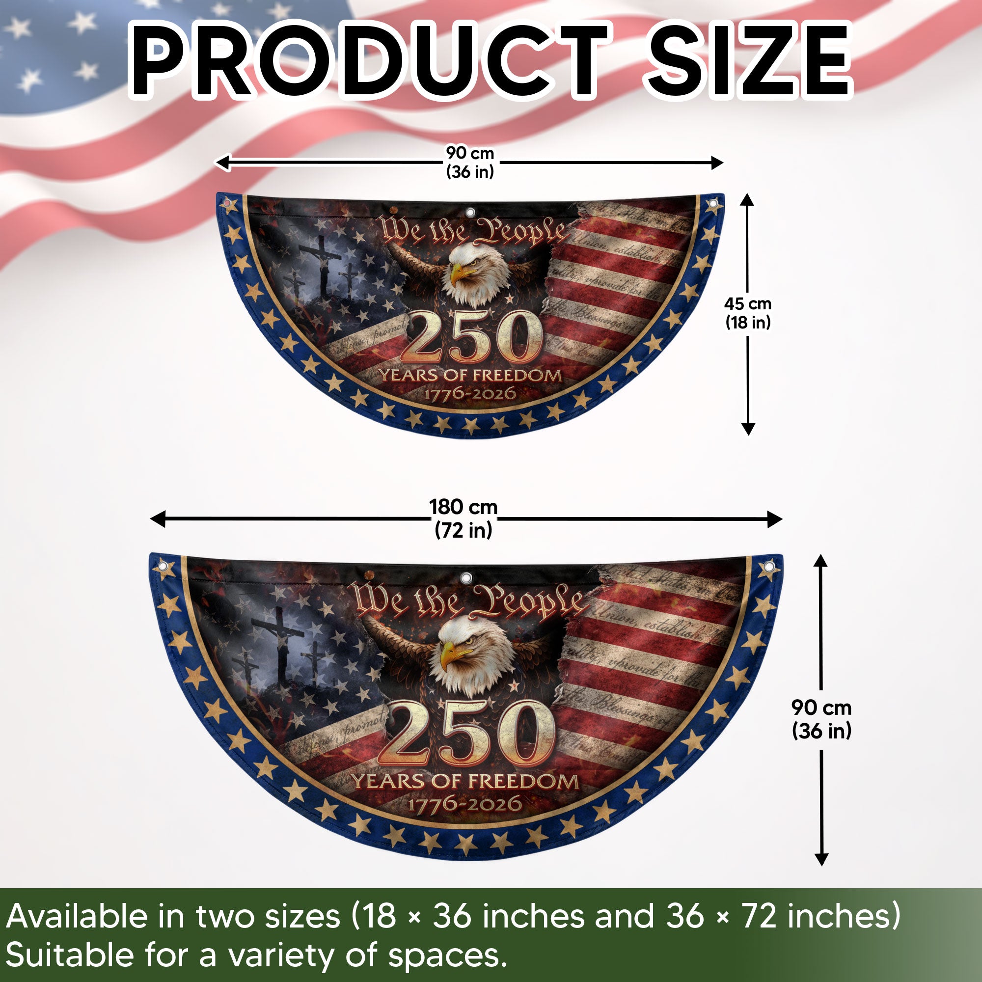USA 250th Anniversary Fence Flag 1776-2026 – American Flag with Cross We The People Christian Patriotic Banner