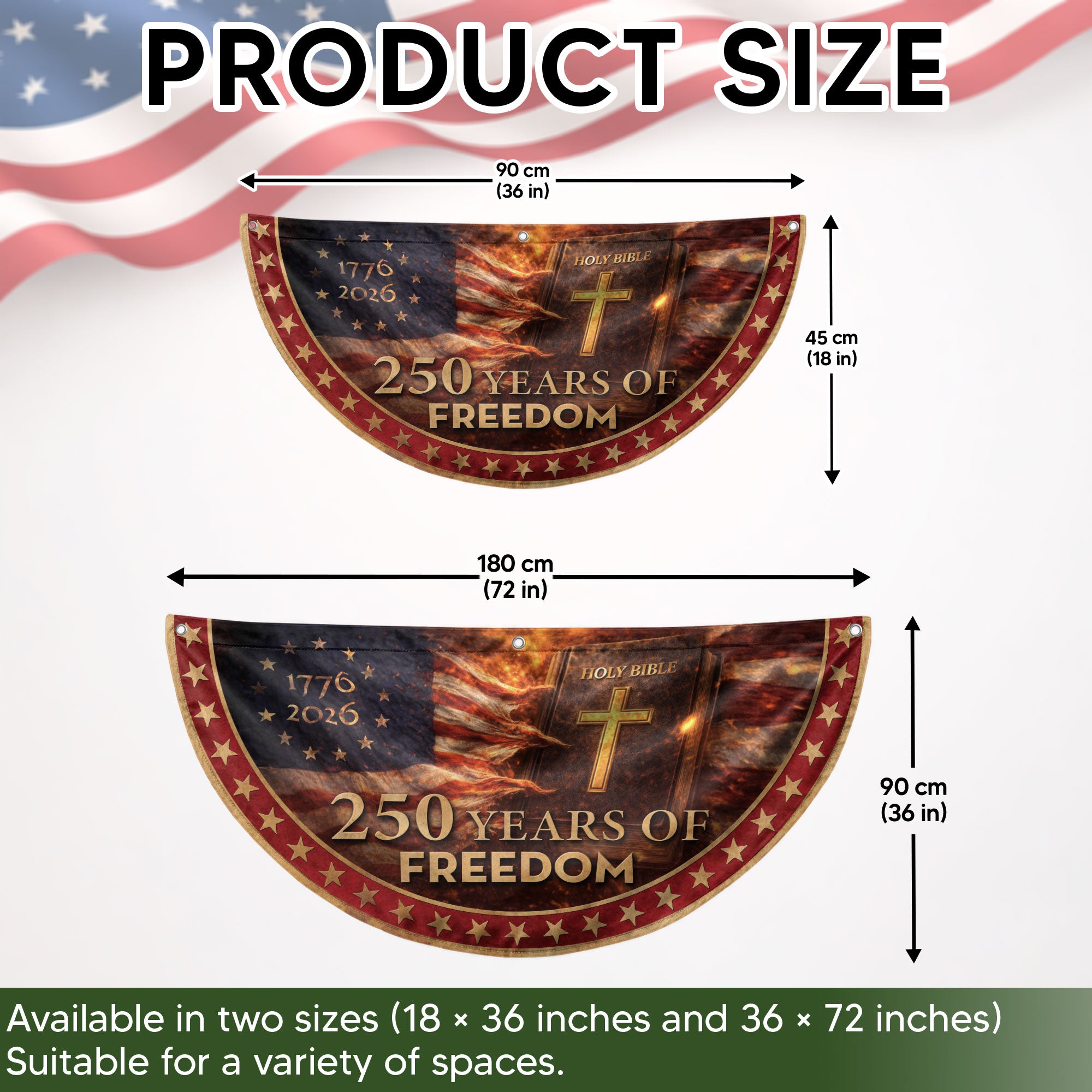 Christian Patriotic Fence Flag 1776-2026 – Holy Bible American Flag 250 Years of Freedom Double Sided Banner