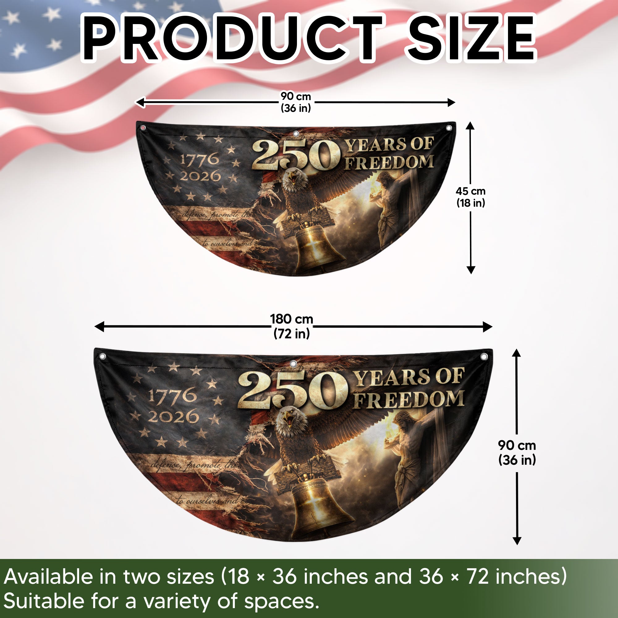 250 Years USA Anniversary Fence Flag 1776-2026 – Jesus & Eagle Christian Patriotic Double Sided Banner