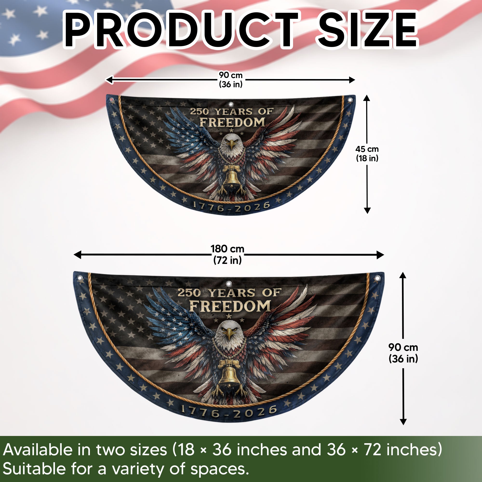 250 Years of Freedom Fence Flag 1776-2026 Patriotic Eagle Liberty Bell Banner