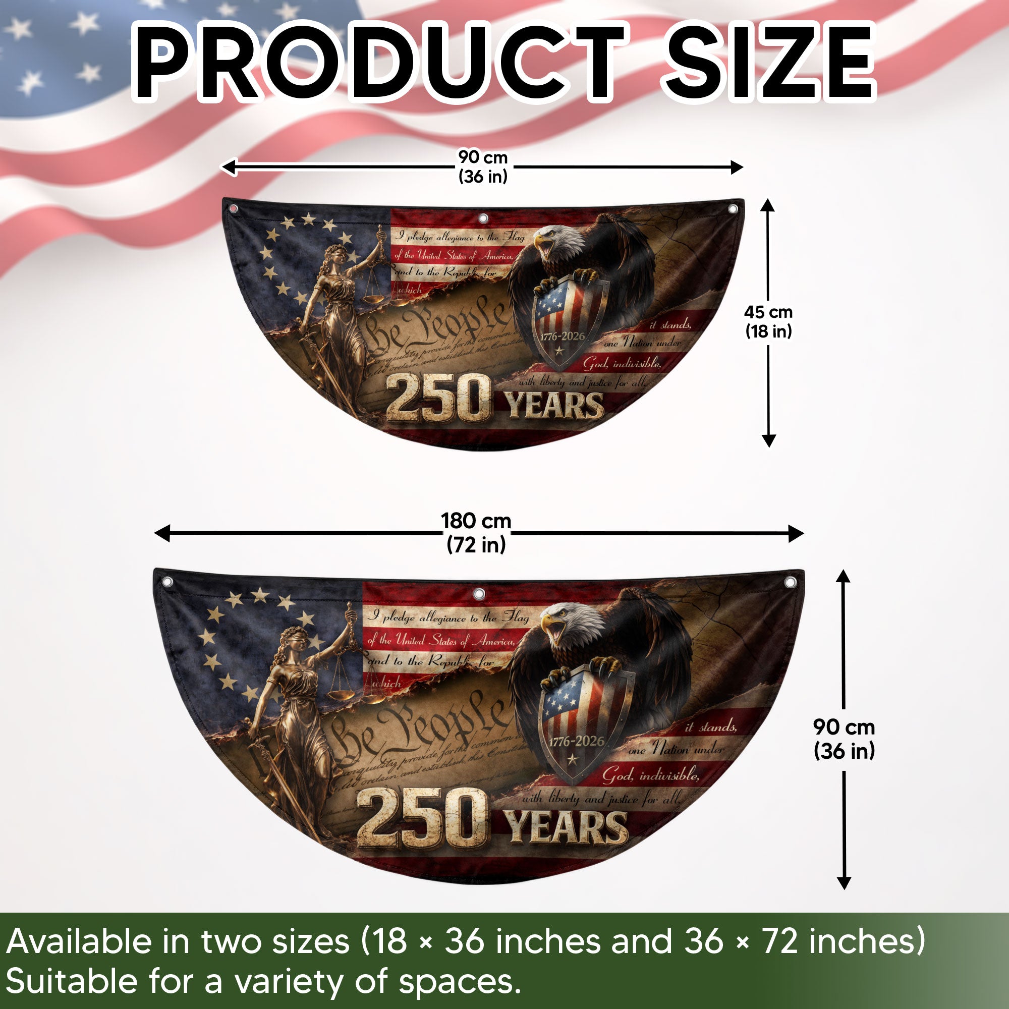 We The People Lady Justice Fence Flag 250 Years Patriotic Eagle - 1776-2026 Flag Decor