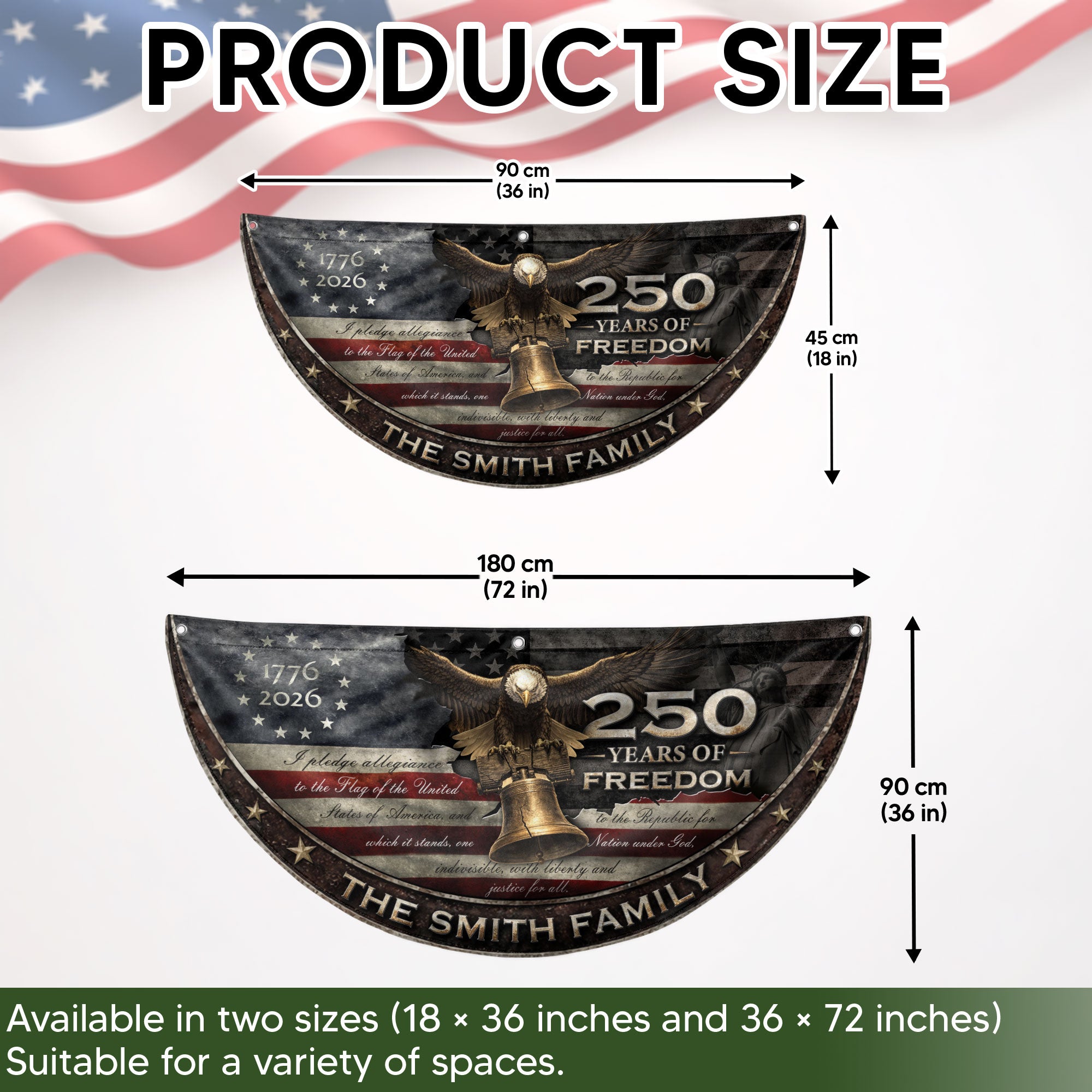250 Years of Freedom Flag Fence Flag Custom Family Name, American Flag with Eagle, We The People Banner Decor