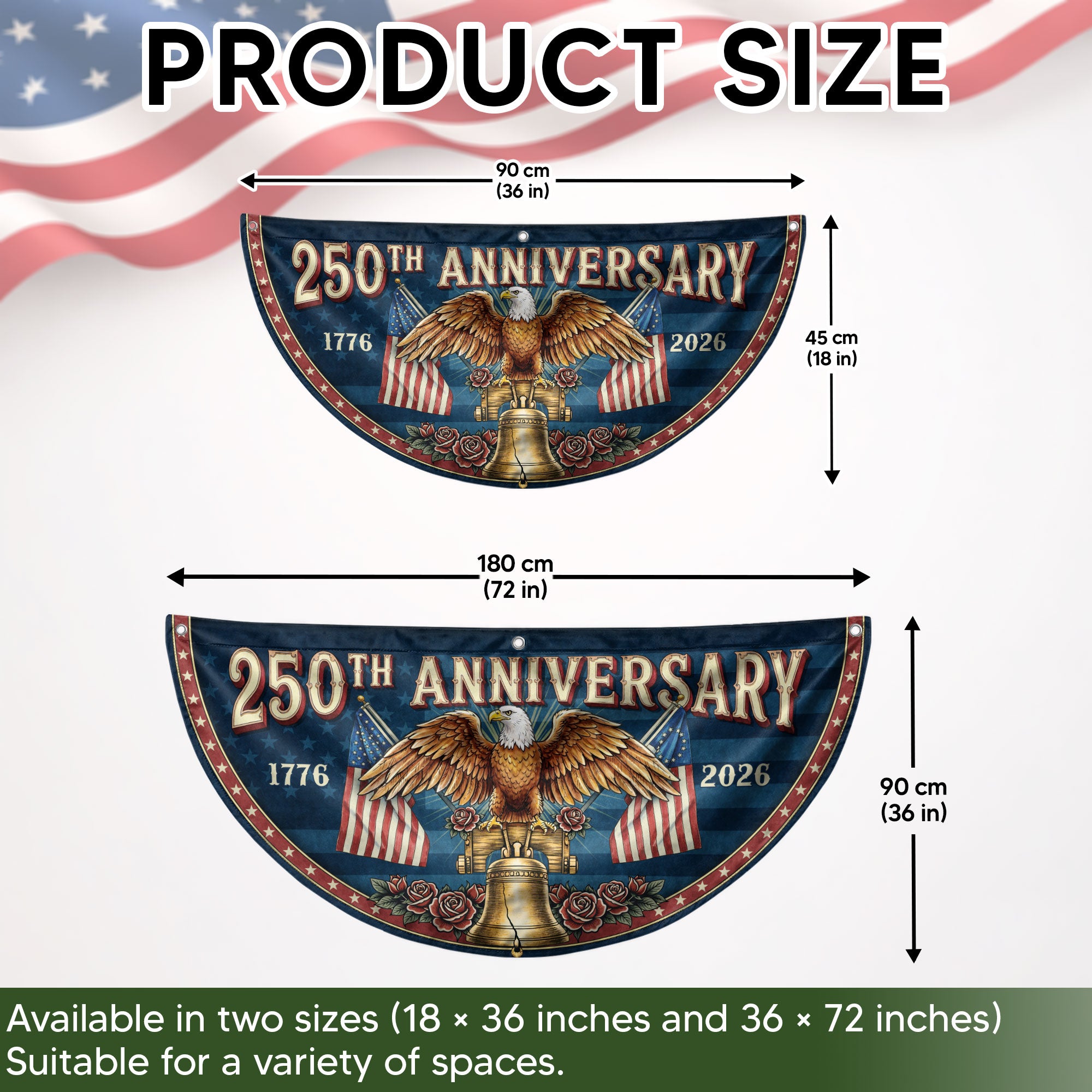 250th Anniversary USA Fence Flag - Patriotic Eagle & Liberty Bell Decoration for 2026