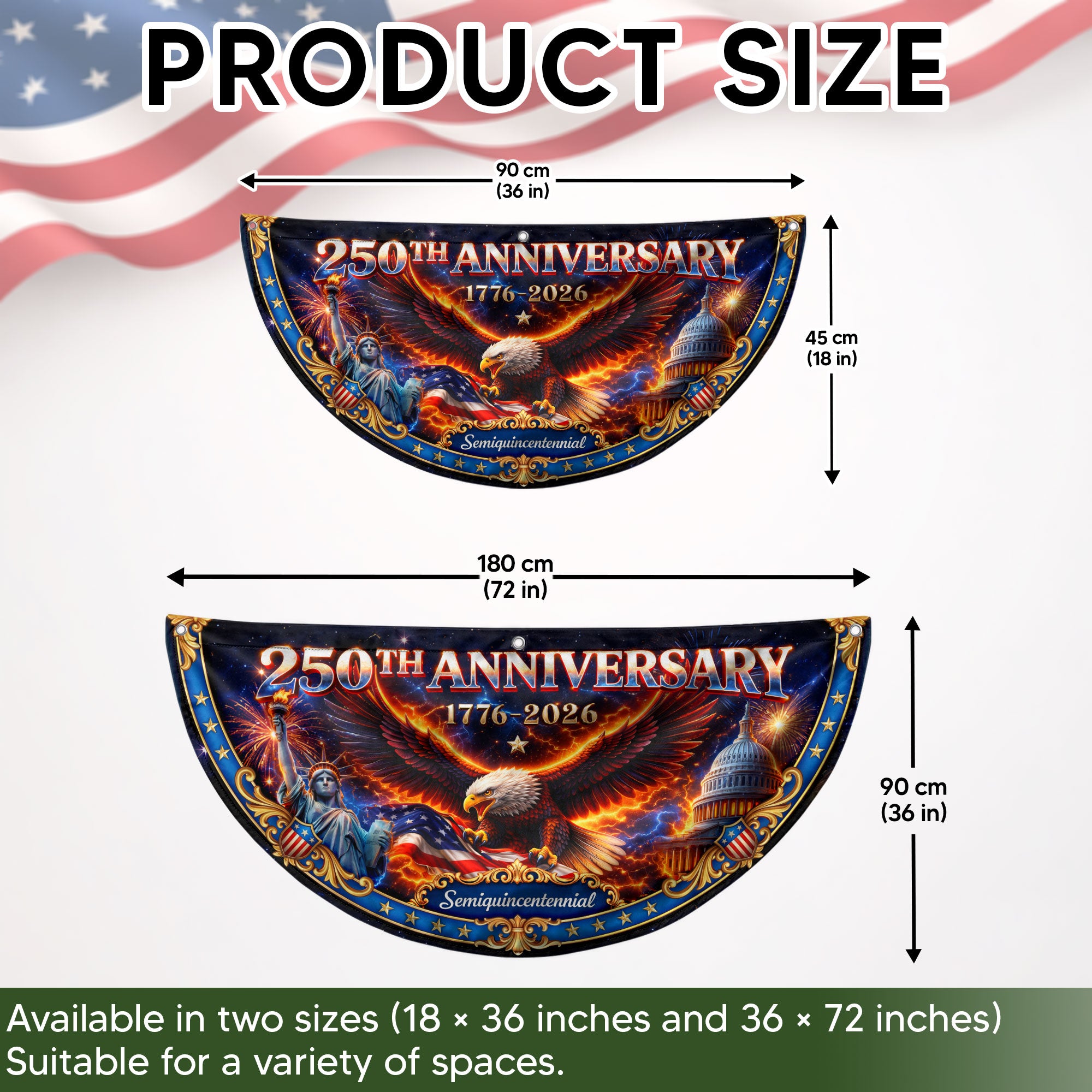 250 Years of Freedom Fence Flag 1776-2026 Patriotic Eagle Statue of Liberty Banner