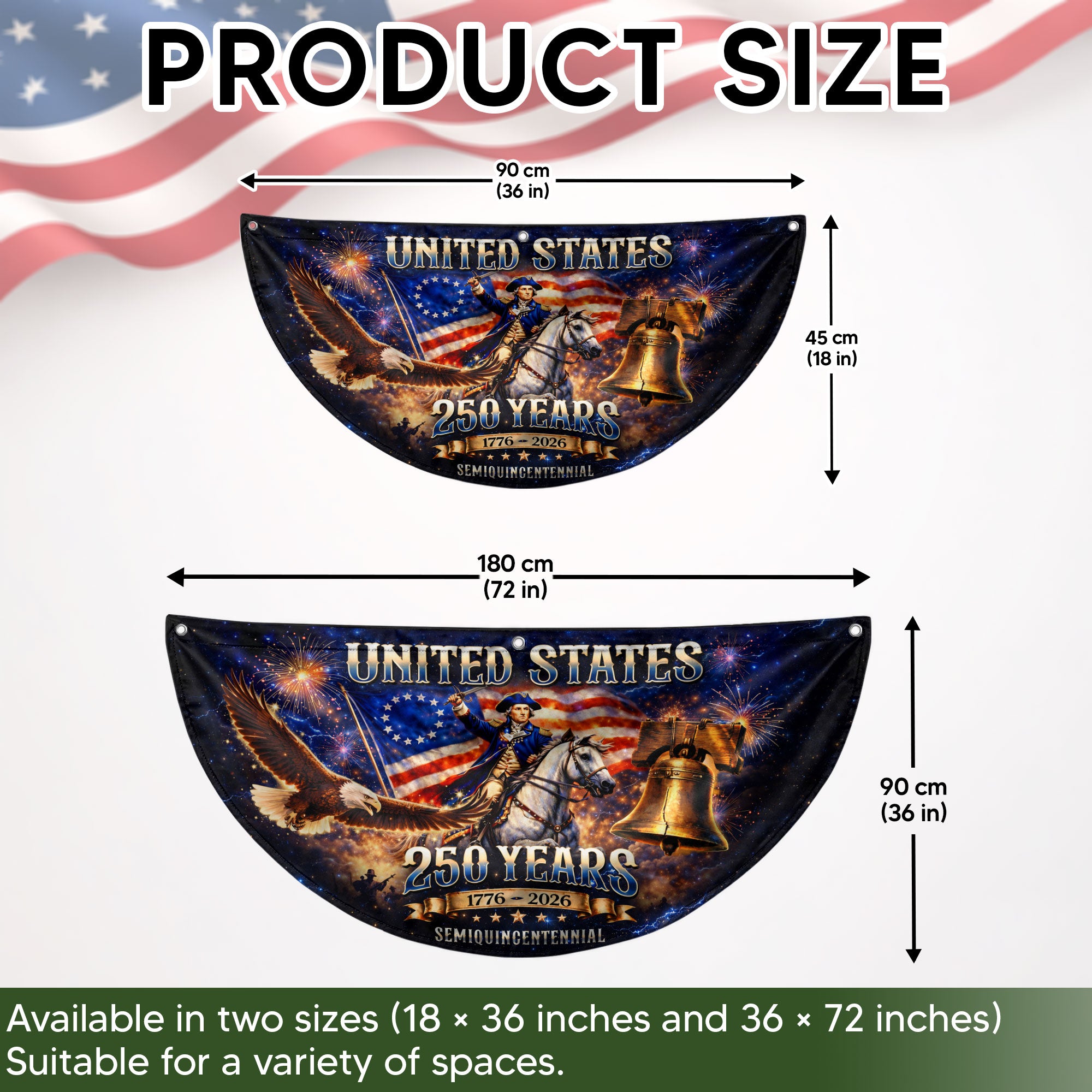 USA 250 Years Fence Flag 1776-2026 George Washington Eagle Patriotic