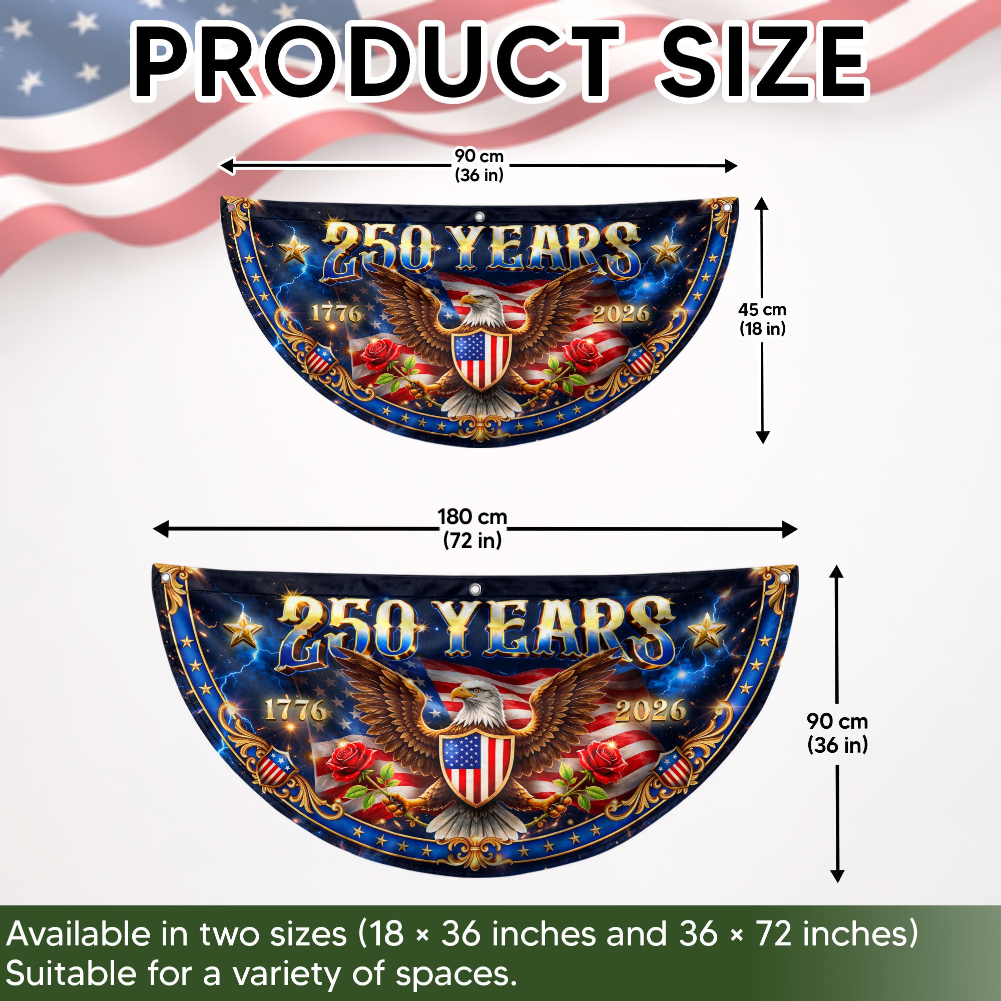 250 Years USA Fence Flag 1776-2026 Patriotic Eagle Shield Banner