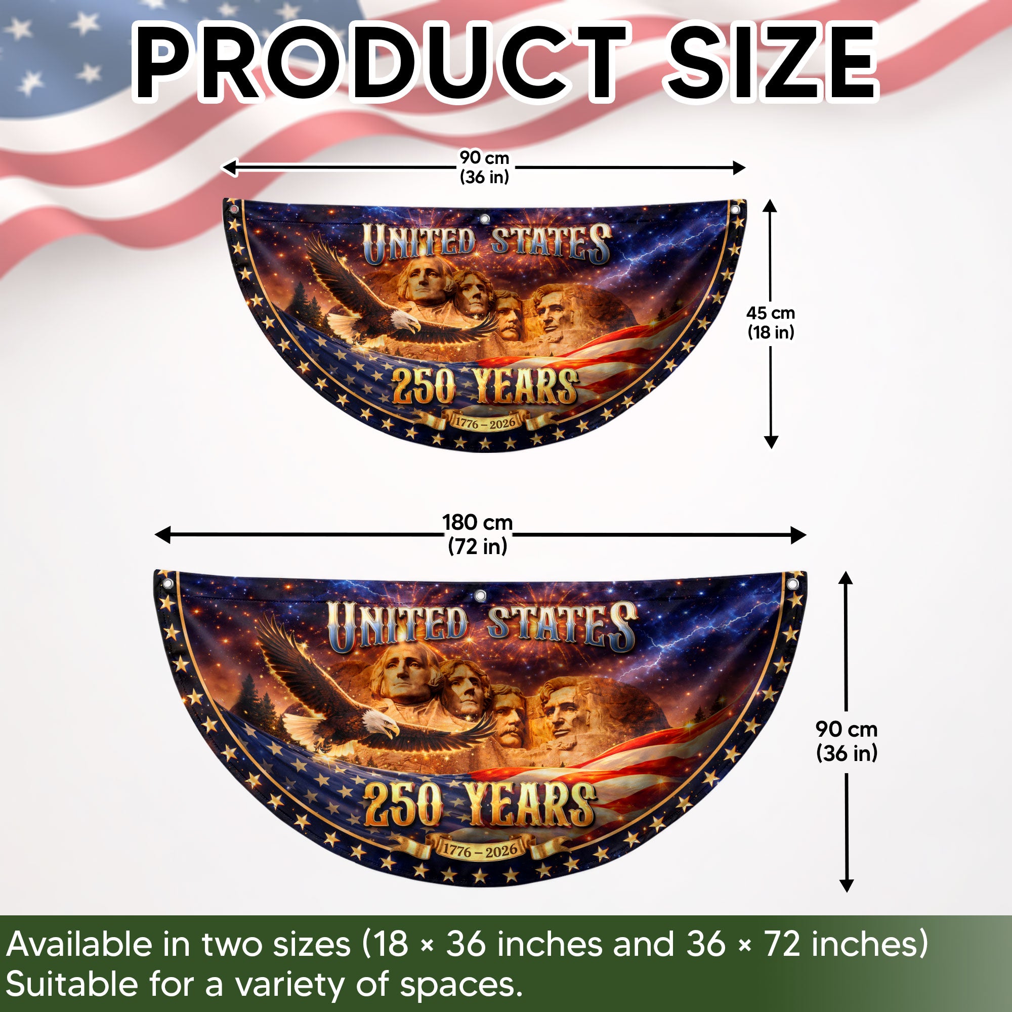 Mount Rushmore 250 Years United States Fence Flag 1776-2026 Patriotic Outdoor Banner