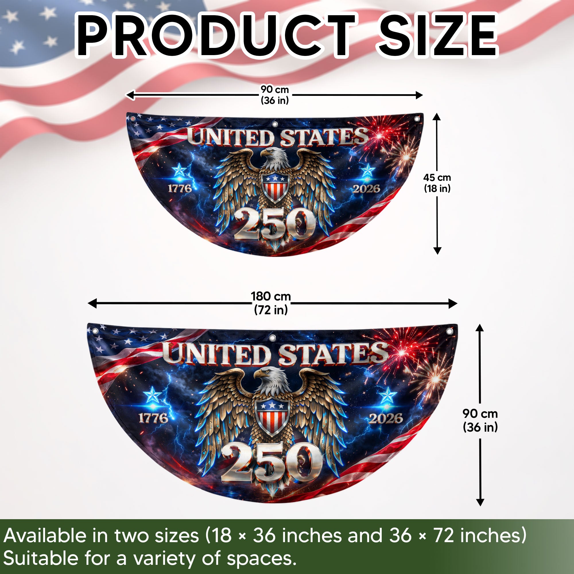 250 Years United States Fence Flag 1776-2026 Patriotic Eagle Outdoor Banner Decoration