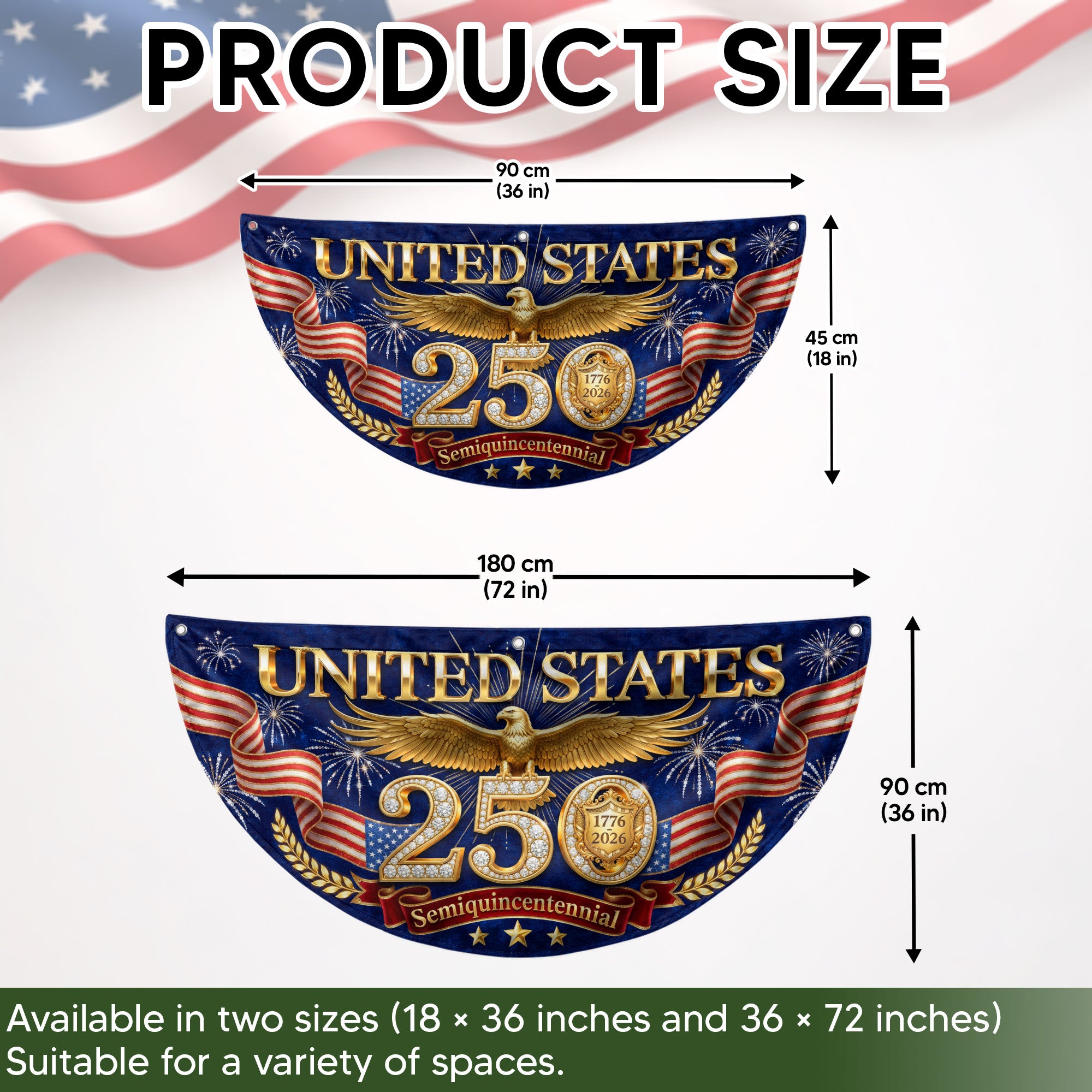 USA 250 Years Fence Flag 1776-2026 Patriotic Golden Eagle Outdoor Garden Decoration