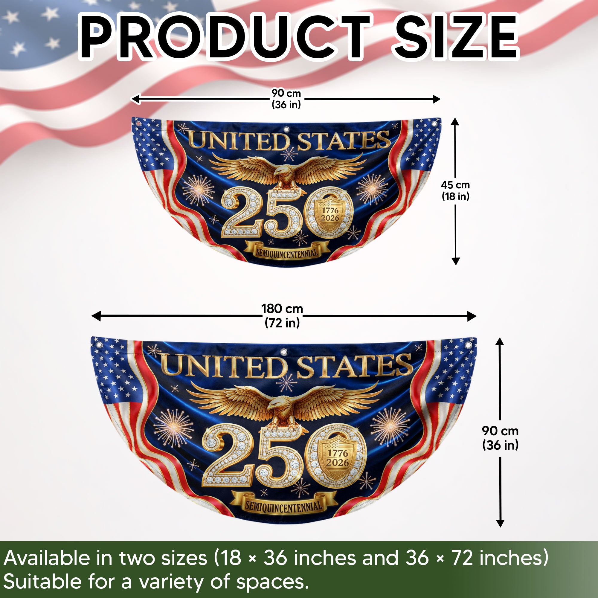 United States 250 Years Fence Flag 1776-2026 Patriotic Eagle Anniversary