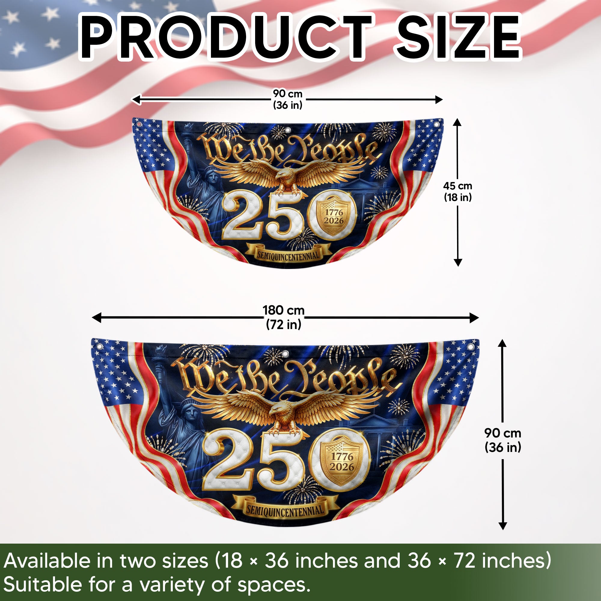 USA 1776-2026 Fence Banner 250 Years United States Anniversary Patriotic Eagle Outdoor Decor
