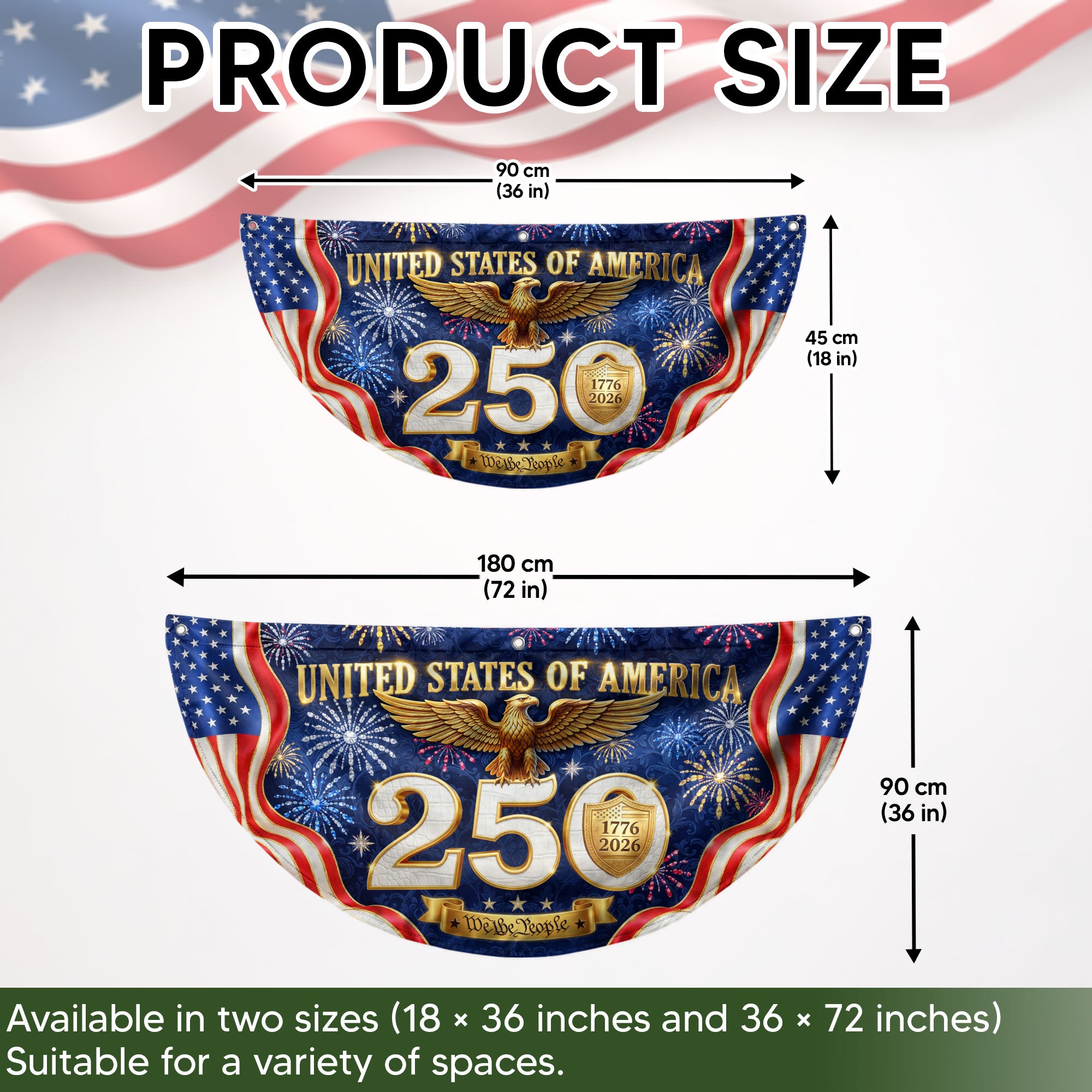 250 Years United States Fence Flag 1776-2026 Patriotic Heritage Banner