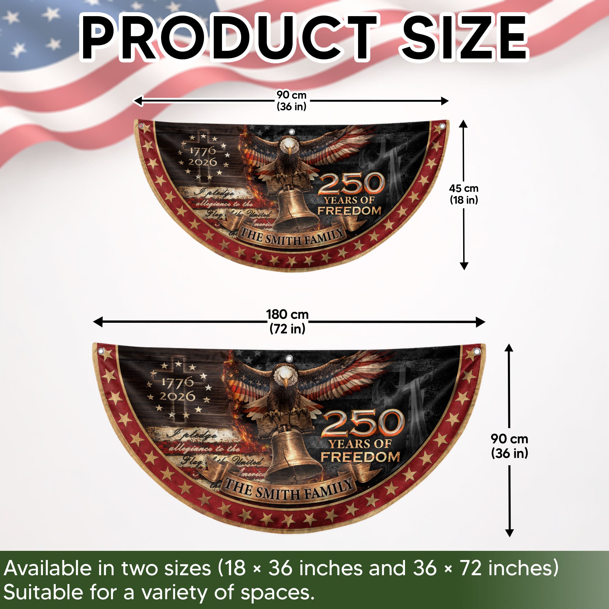 250 Anniversary USA Flag Fence Flag Custom Family Name Christian 250 Years Freedom Flag Design
