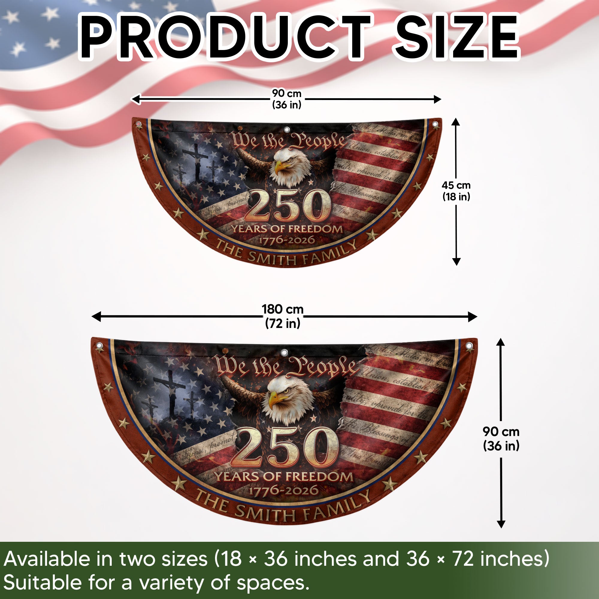 250 Christ Years of Freedom Flag Fence Flag Custom Family Name 250 Years Christian Flag American Flag with Cross Design