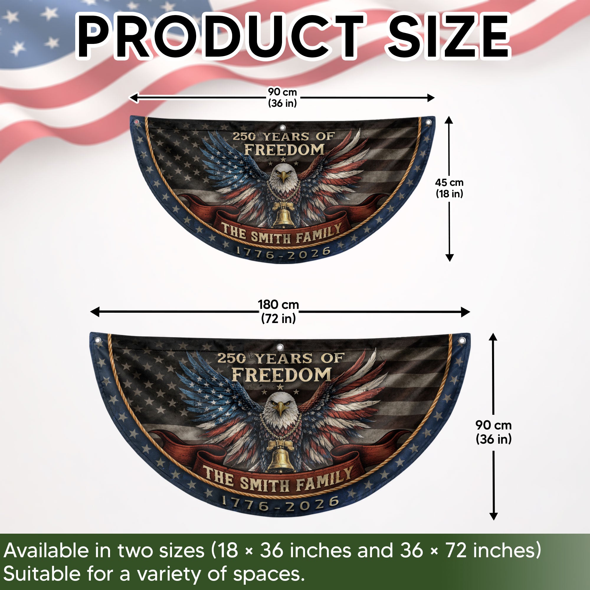 George Washington Vintage Fence Flag Custom Family Name 250 Years Freedom 1776-2026 Yard Decor