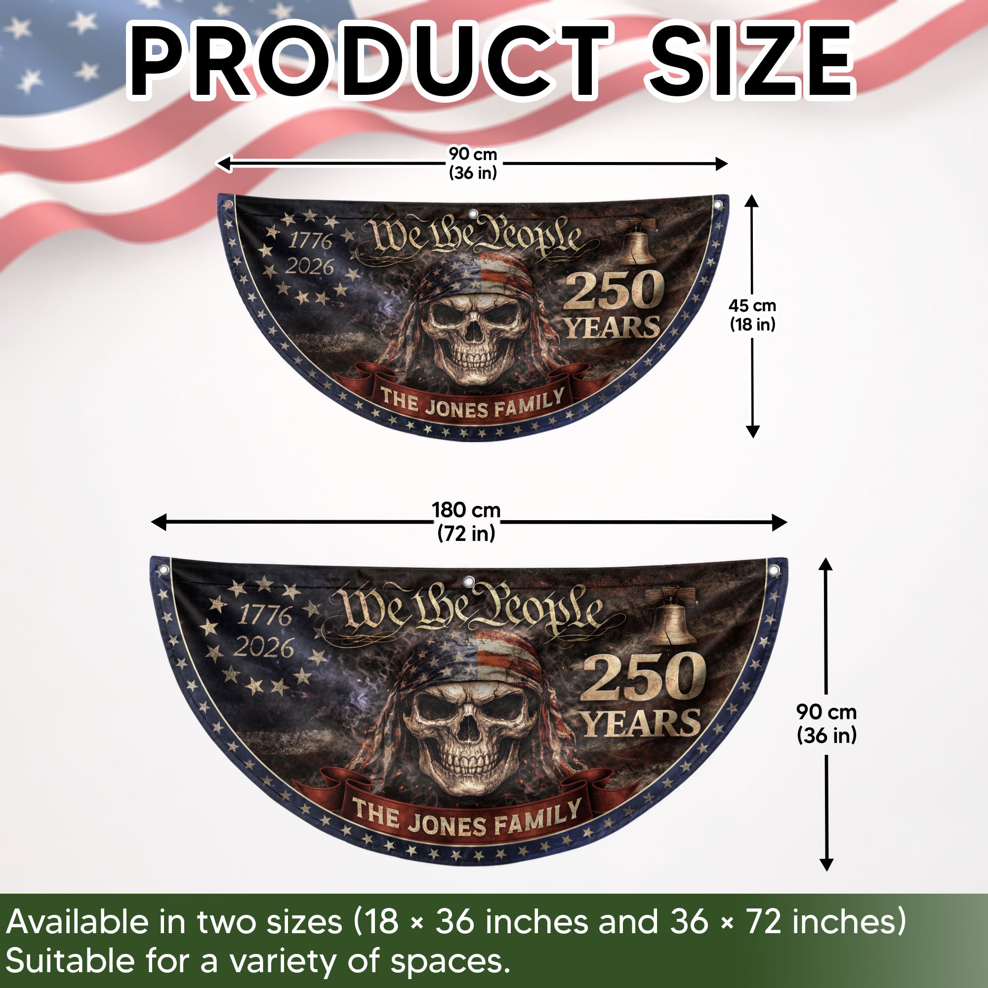 We The People Fence Flag Custom Family Name 250 Years Freedom 1776-2026 Patriotic Yard Decor