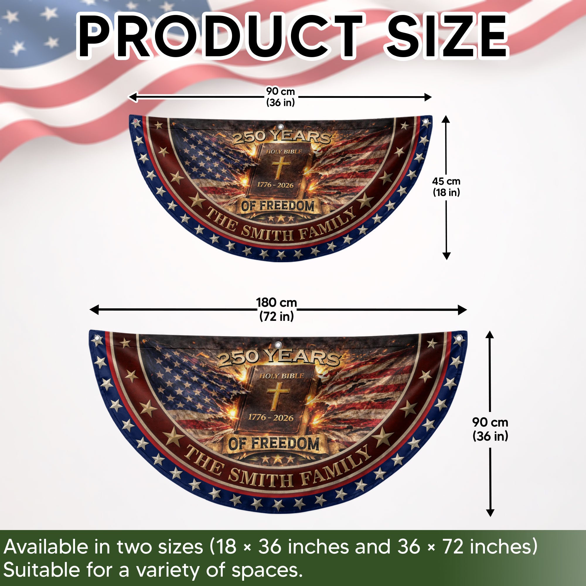 Christian Faith Bible Fence Flag Custom Family Name 250 Years Freedom 1776-2026 Patriotic Decor