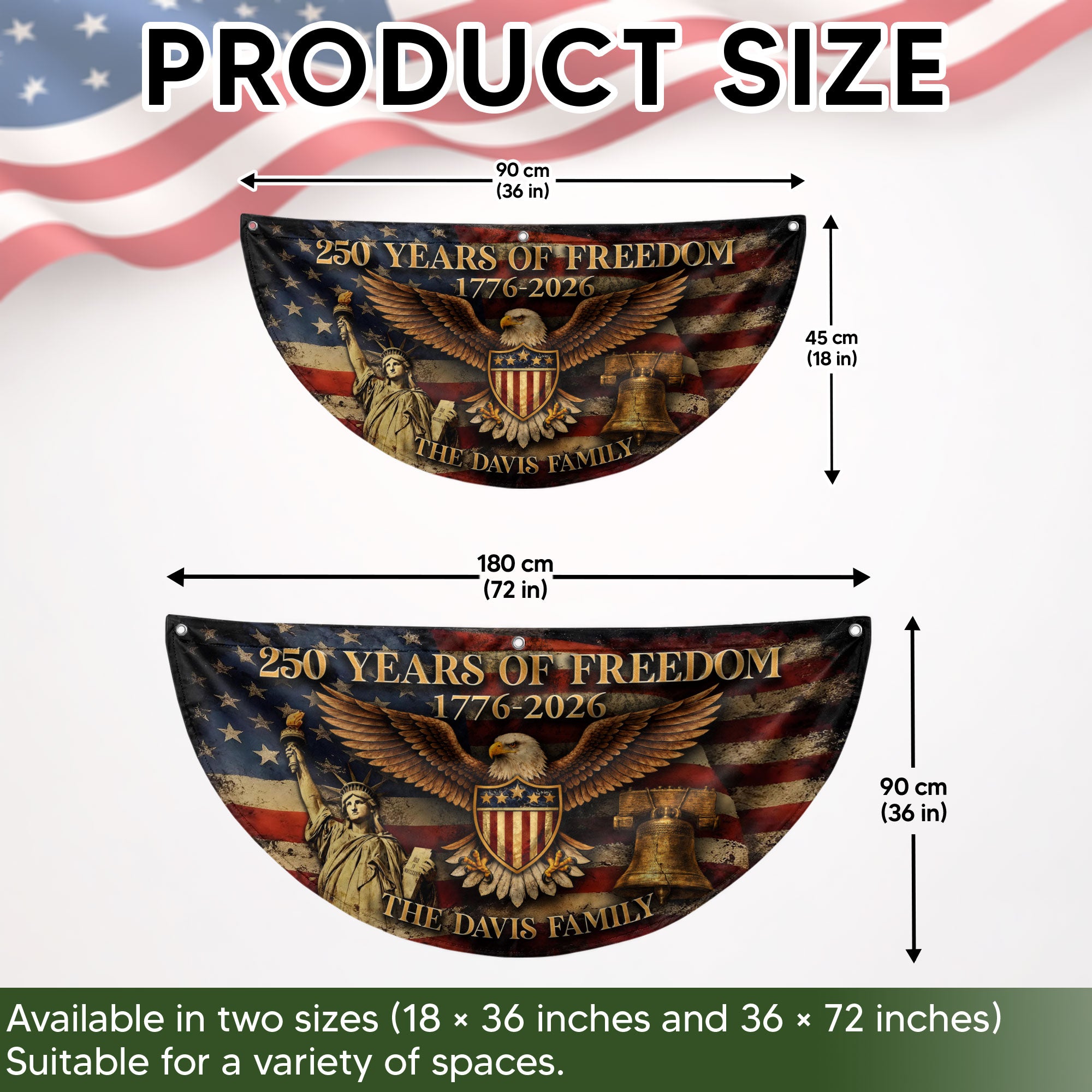 American Eagle Shield Fence Flag Custom Family Name 250 Years of Freedom 1776-2026 Patriotic Yard Decor