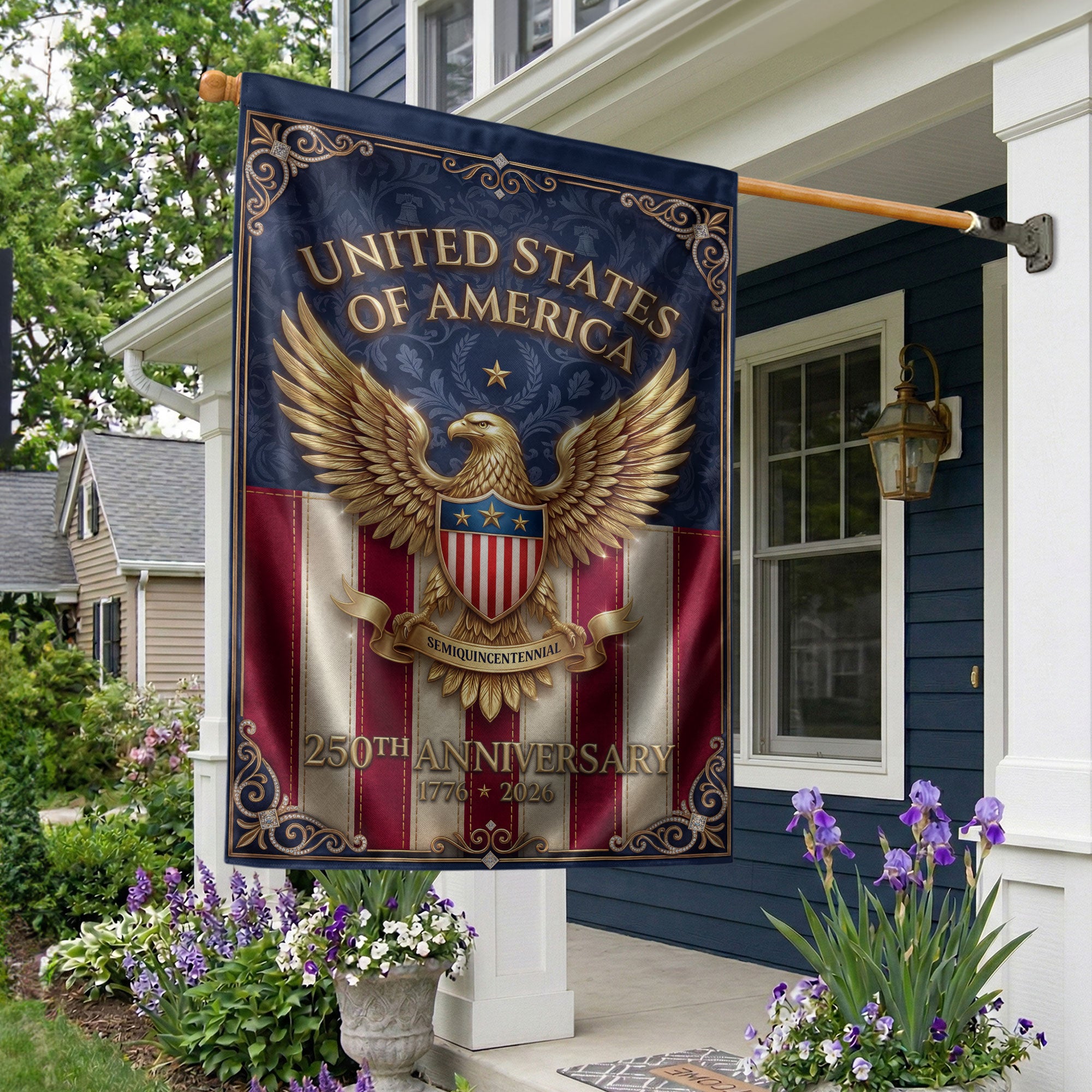 250th Anniversary House Flag USA Eagle Patriotic Banner 1776-2026 Outdoor Decor