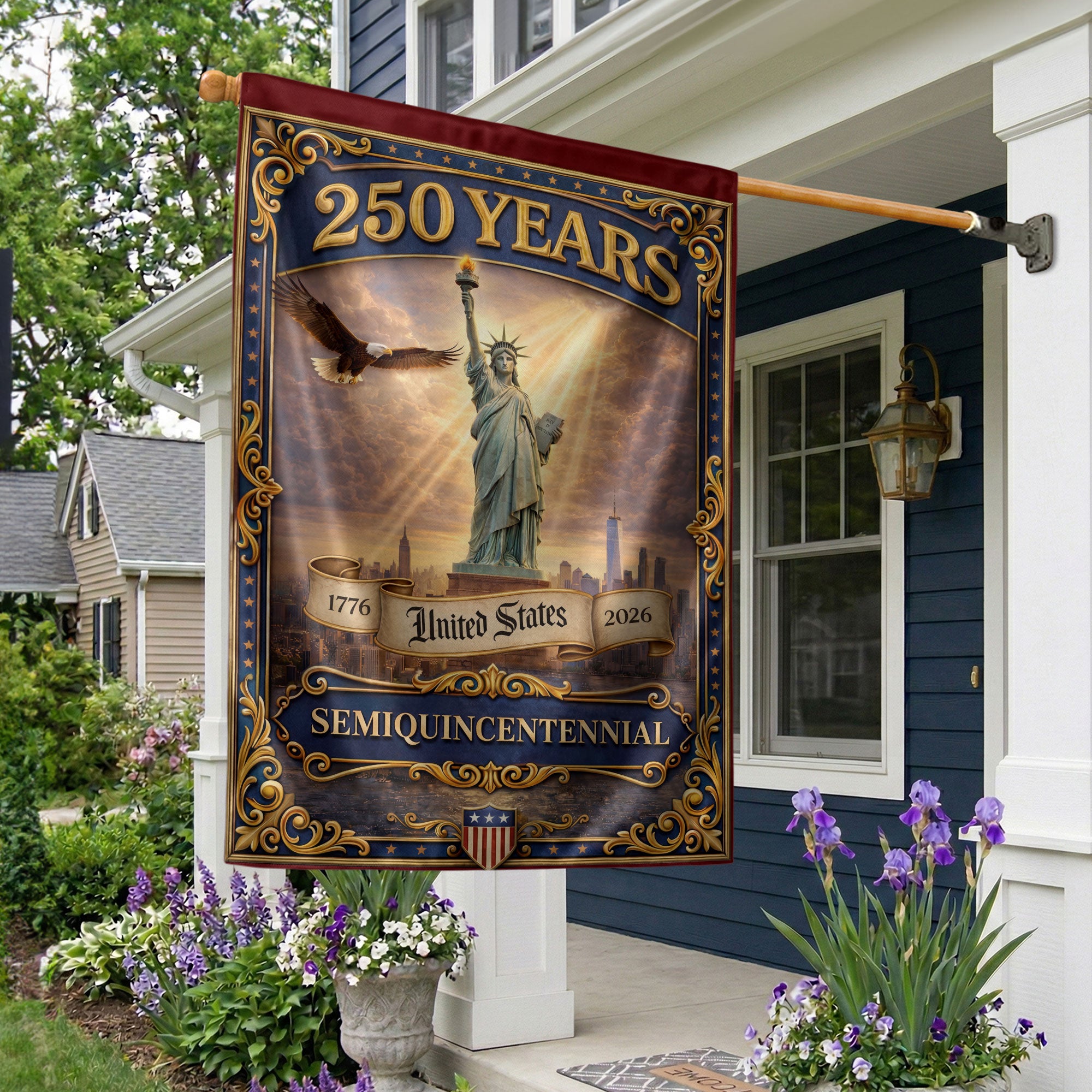 250th Anniversary United States House Flag - Liberty & Eagle Decorative Home Banner