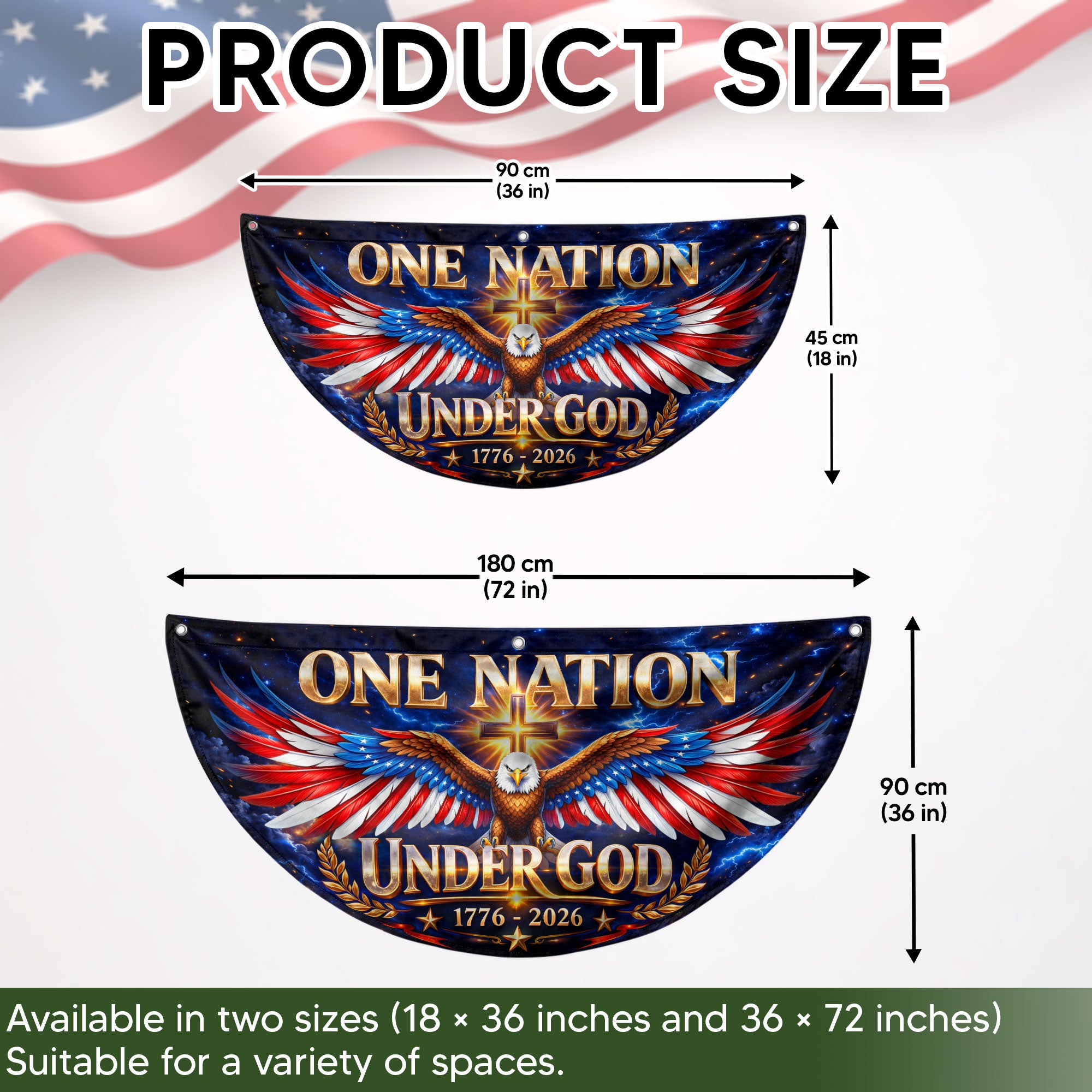 250 Years United States Fence Flag One Nation Under God 1776-2026 Patriotic Eagle Banner