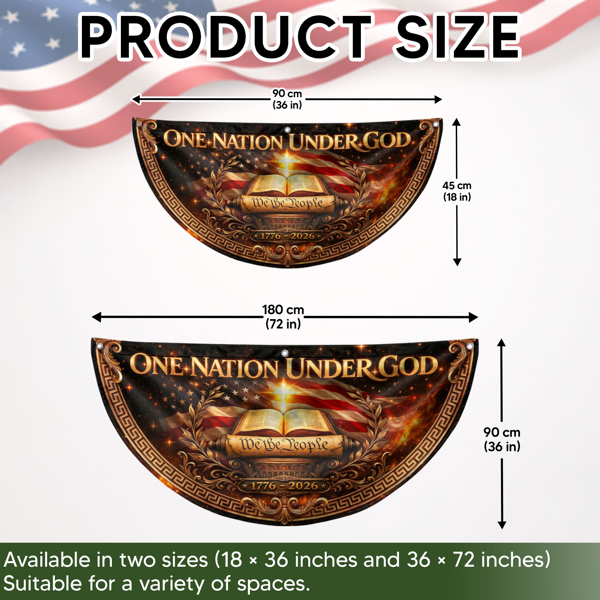 United States 250 Years Fence Flag One Nation Under God 1776-2026 Patriotic Bible Decor