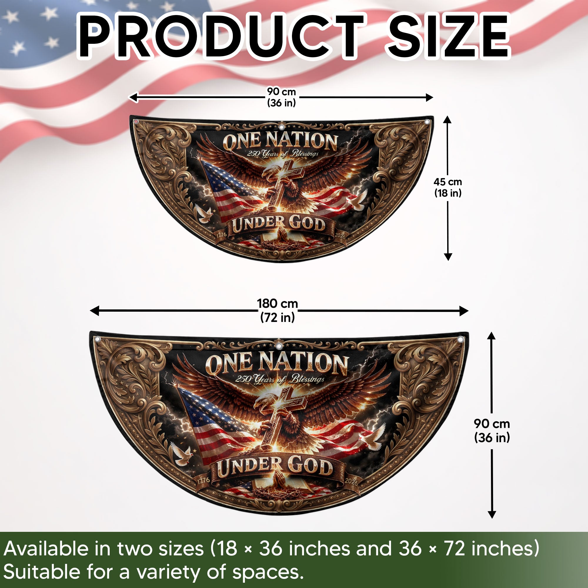 250 Years United States Fence Flag 1776-2026 Patriotic Eagle Liberty Outdoor Banner