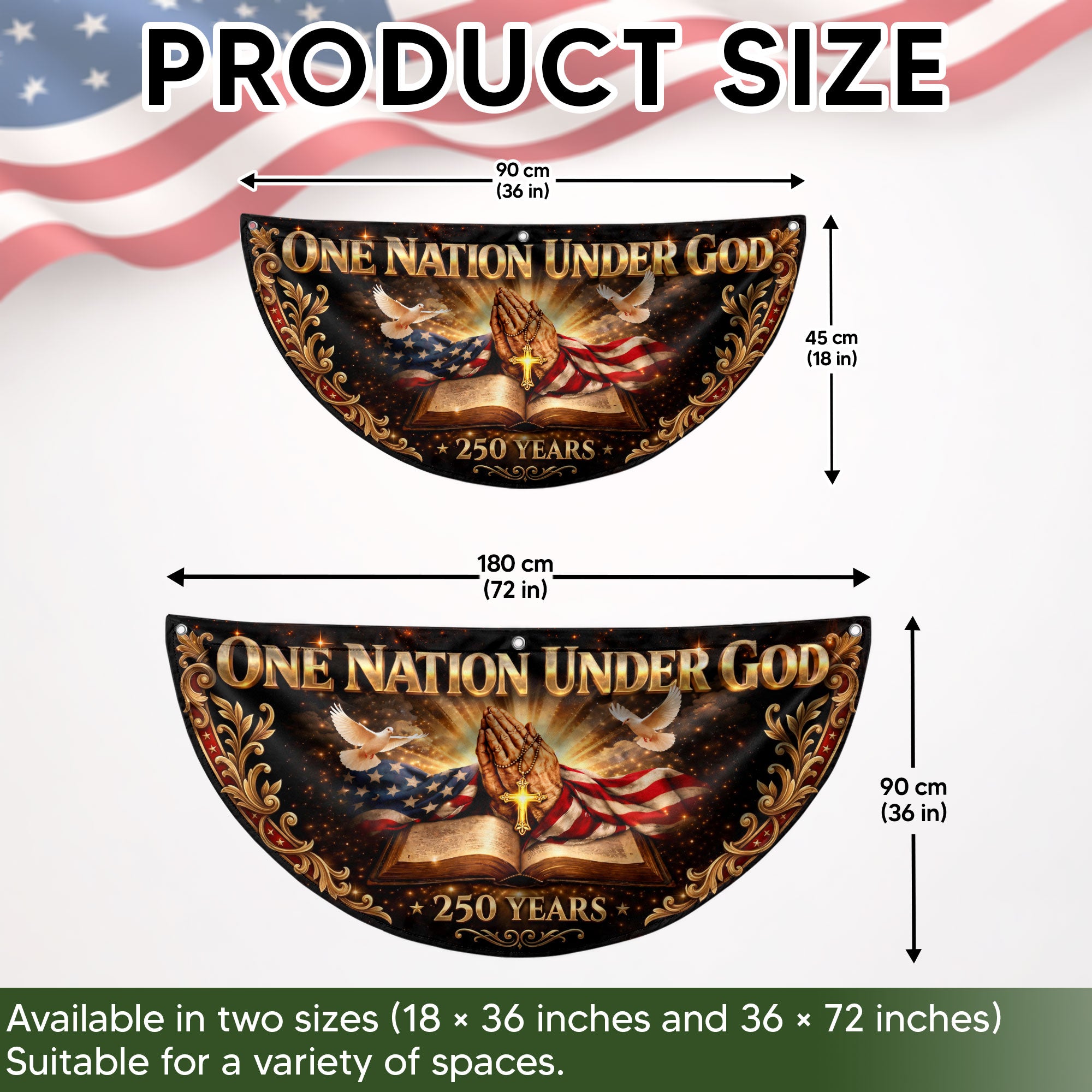 250 Years United States Fence Flag One Nation Under God 1776-2026 Patriotic Bible Banner
