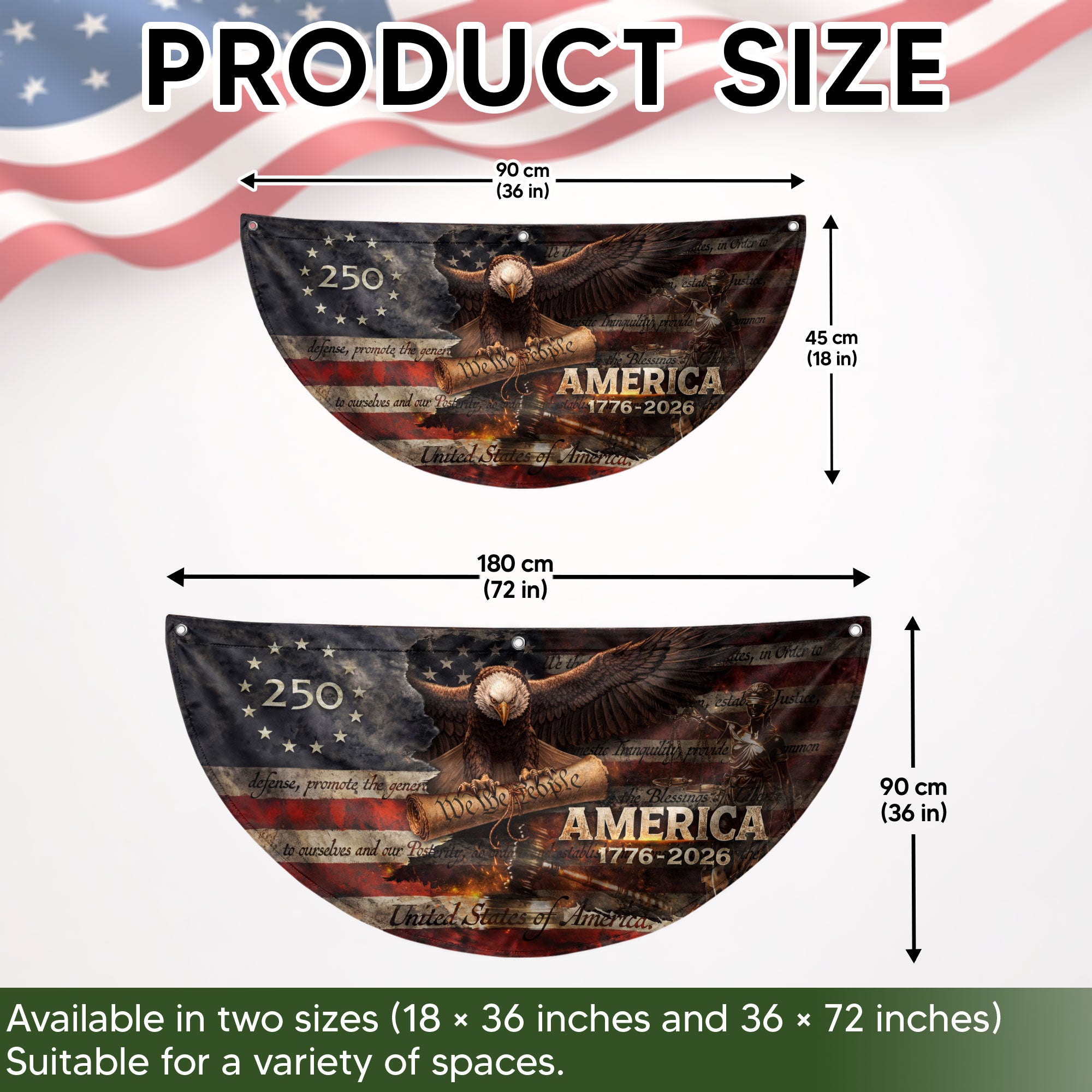America 1776 to 2026 Fence Flag Patriotic Eagle We The People 250 Year Outdoor Decor