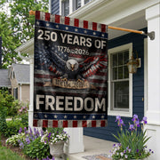 250 Years of Freedom House Flag We The People Eagle 1776-2026 Patriotic 250th Anniversary USA Flag - Rust Field Wear