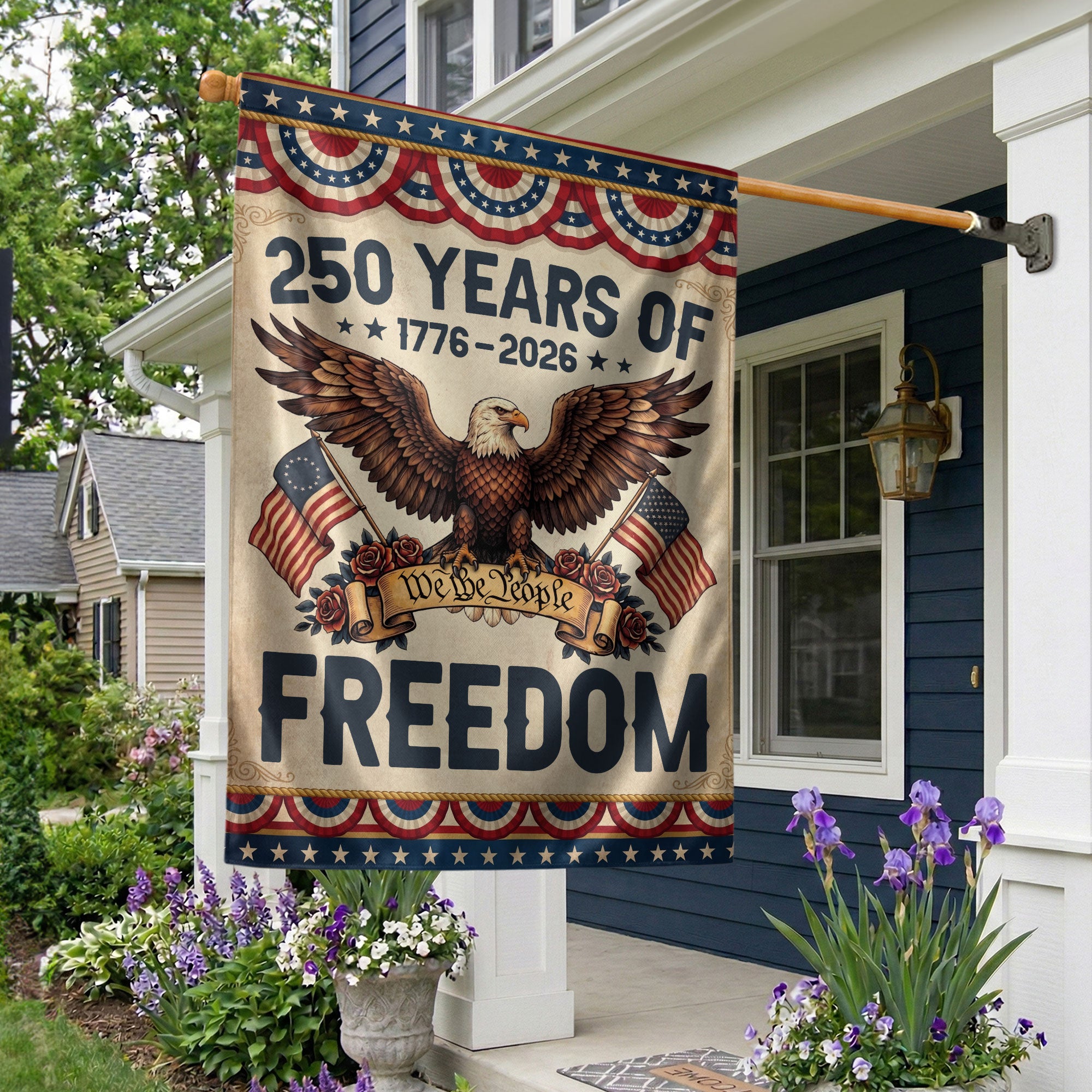250 Years of Freedom Garden Flag We The People Eagle 1776-2026 Vintage Patriotic 250th Anniversary USA Flag