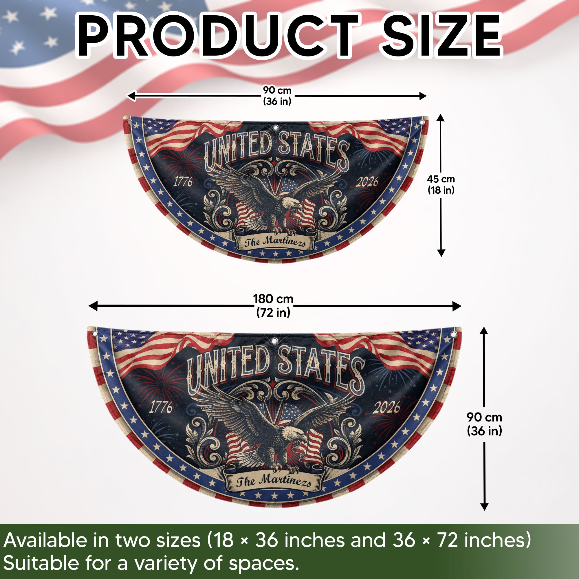 Custom Family Name United States 1776-2026 Patriot Eagle Bunting Fence Flag Banner