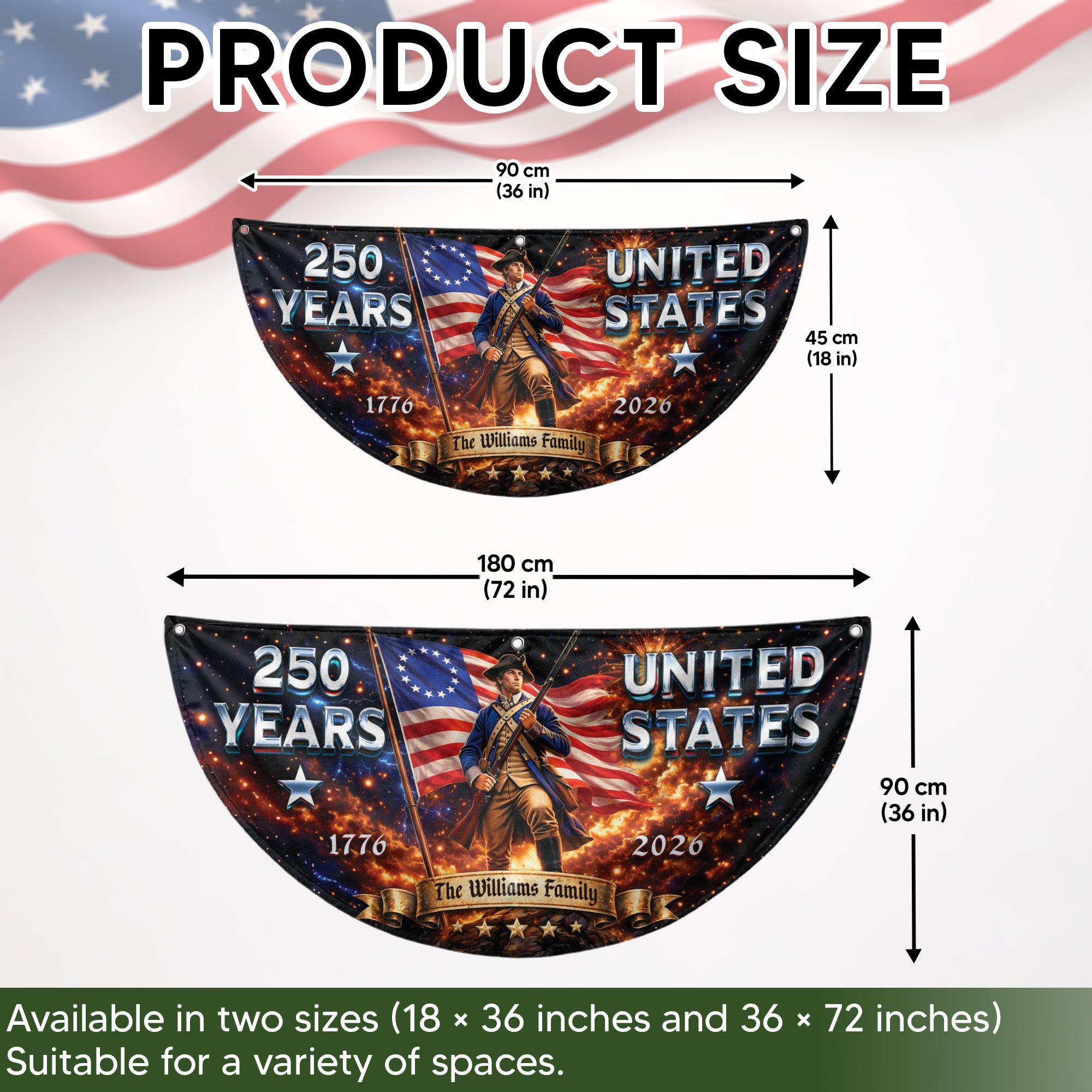 Custom Family Name 1776-2026 United States Patriot Soldier Bunting Banner Fence Flag