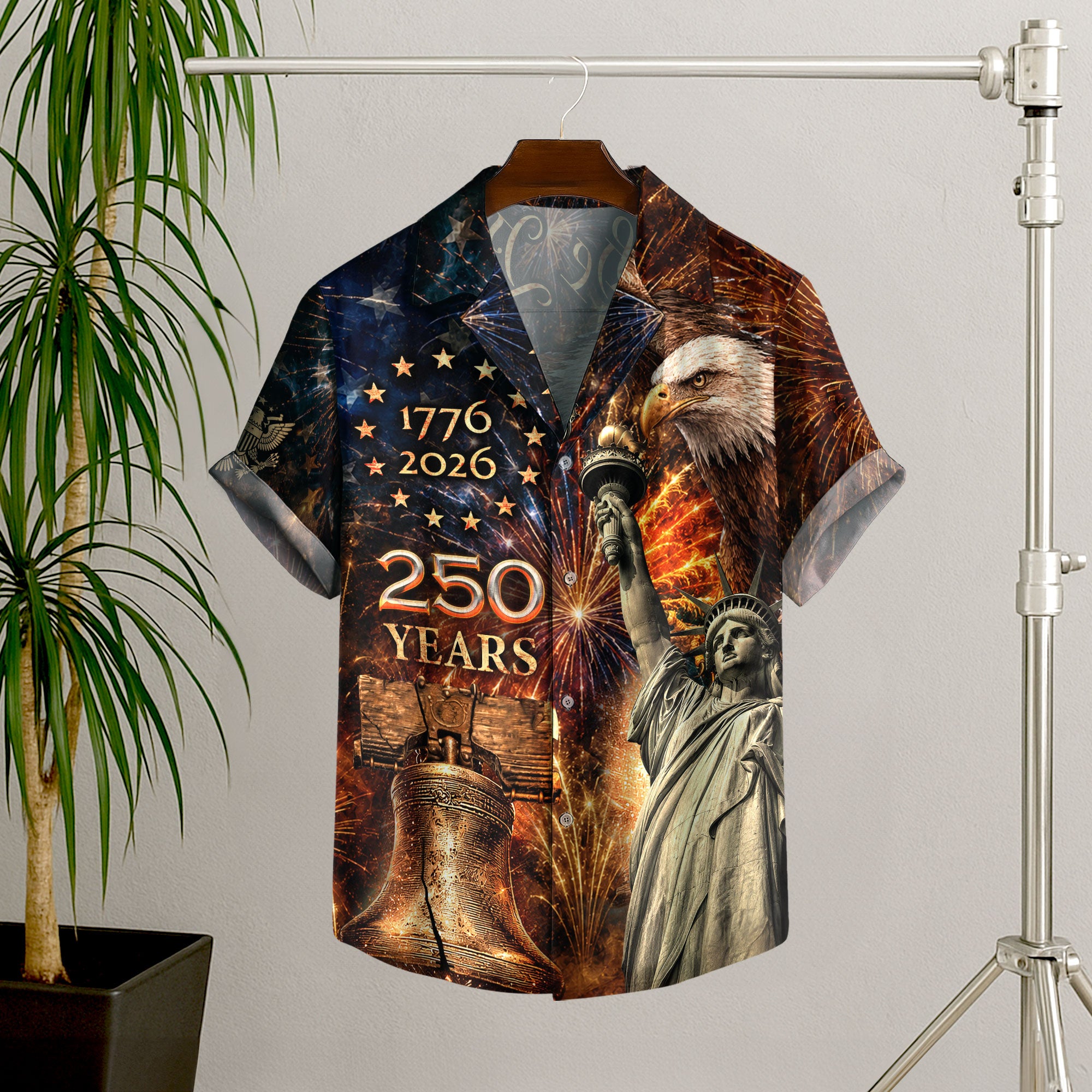 America 250th Anniversary Fireworks Hawaiian Shirt – Liberty & Eagle Tribute