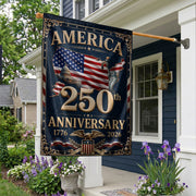 America 250th Anniversary House Flag - USA Map & Patriotic Icons Commemorative Banner