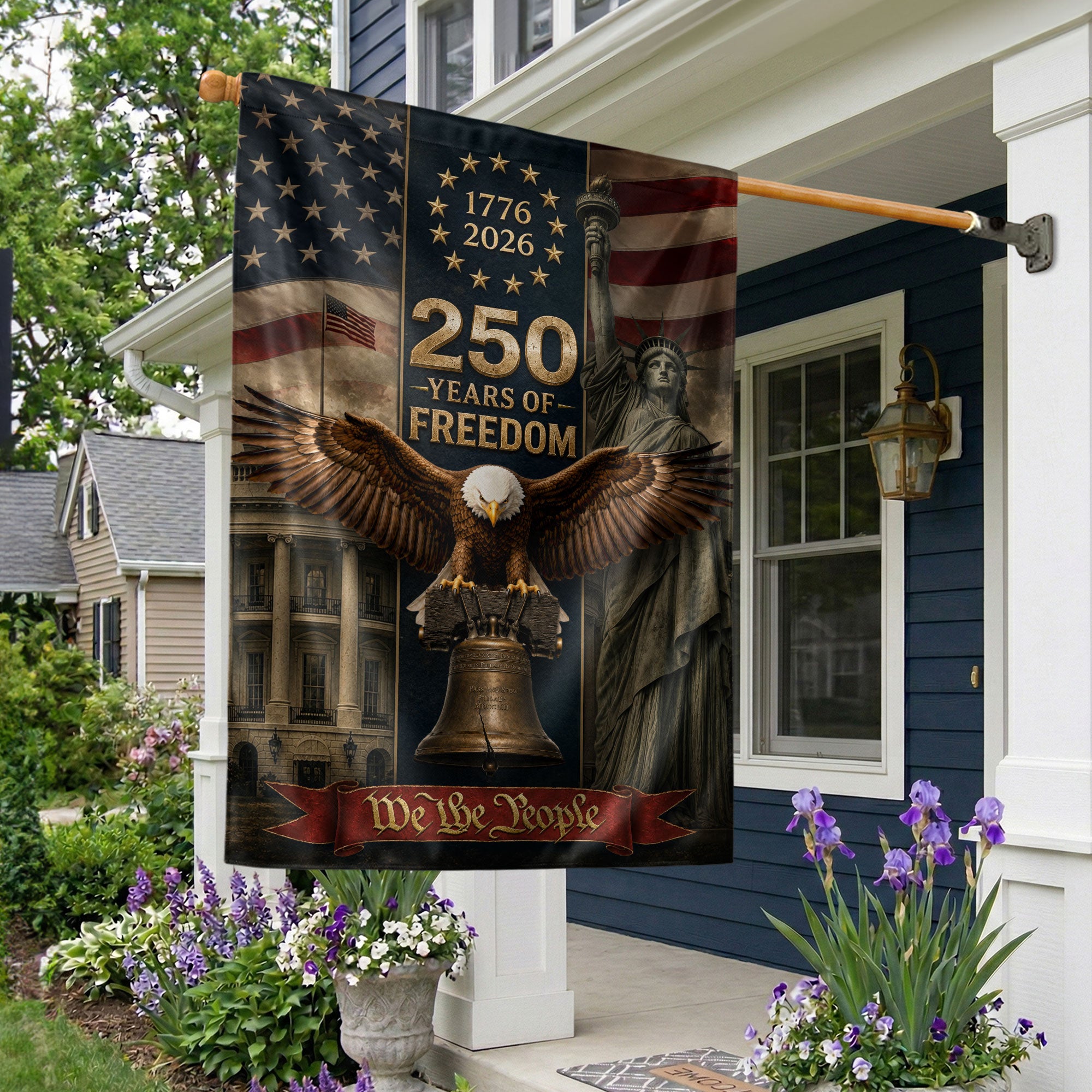 250th Anniversary Garden Flag - United States 1776-2026 Patriotic Symbols Yard Decor