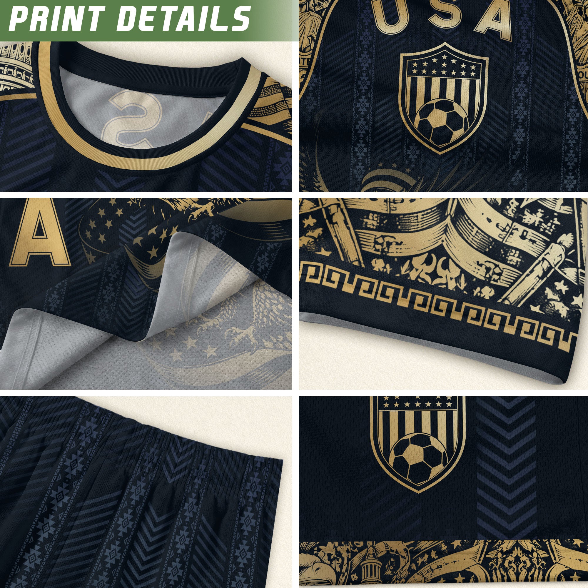Navy USA Soccer Jersey Patriotic Eagle Statue of Liberty Football Shirt Men Women