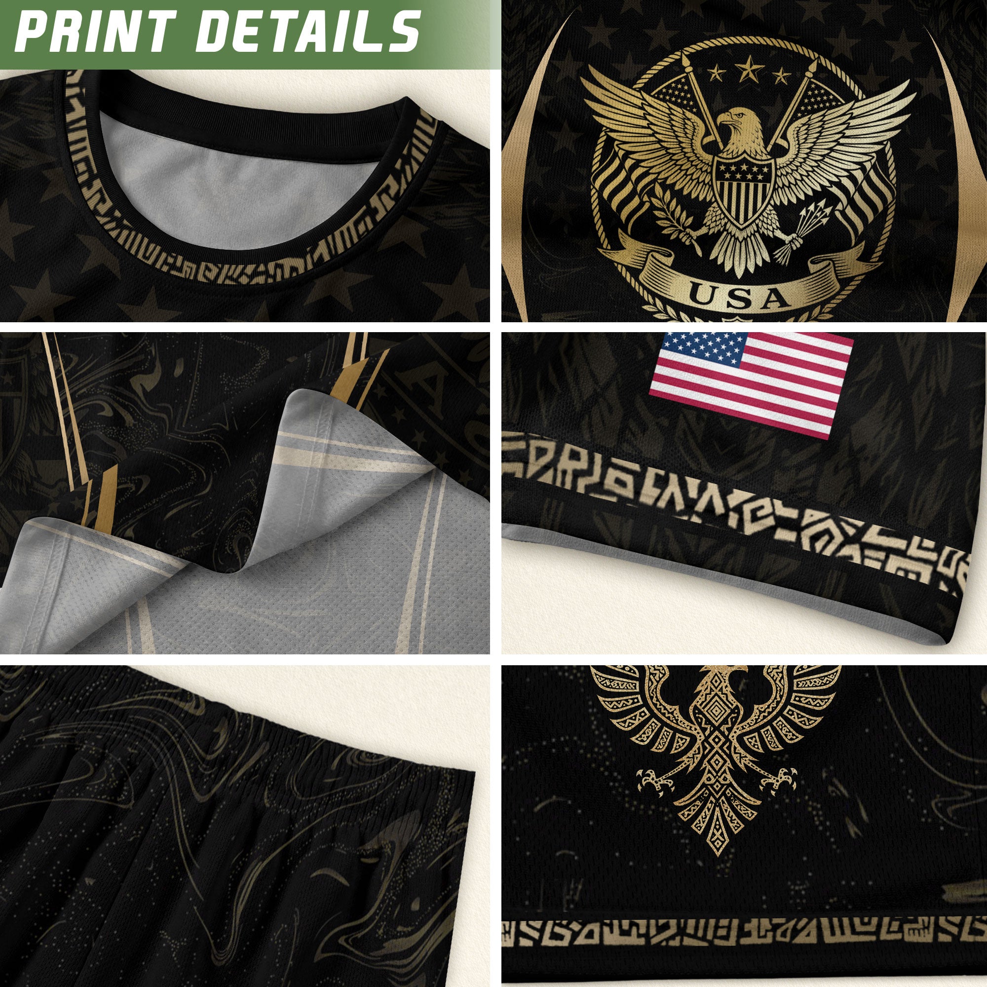 TEST - USA Soccer Jersey Patriotic Eagle Black Gold Marble Football Shirt Men Women Sportswear (Copy)