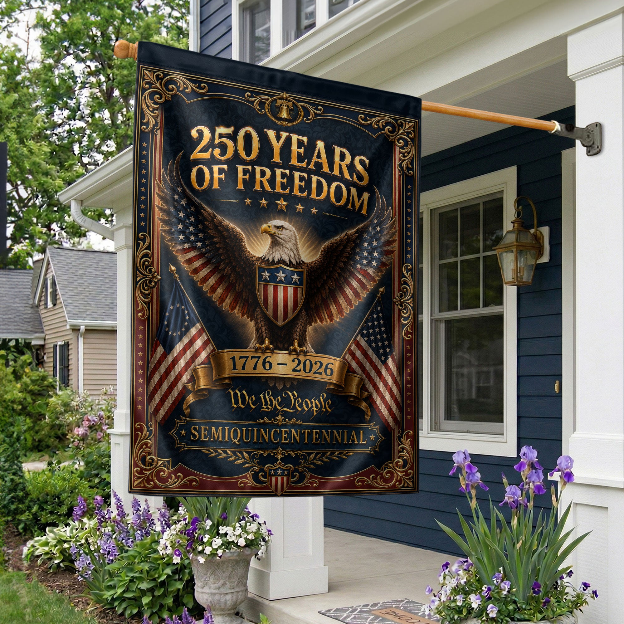 250 Years of Freedom Garden Flag Patriotic Bald Eagle USA Yard Outdoor Decor
