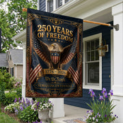 250 Years of Freedom House Flag Bald Eagle Patriotic American Independence Decor