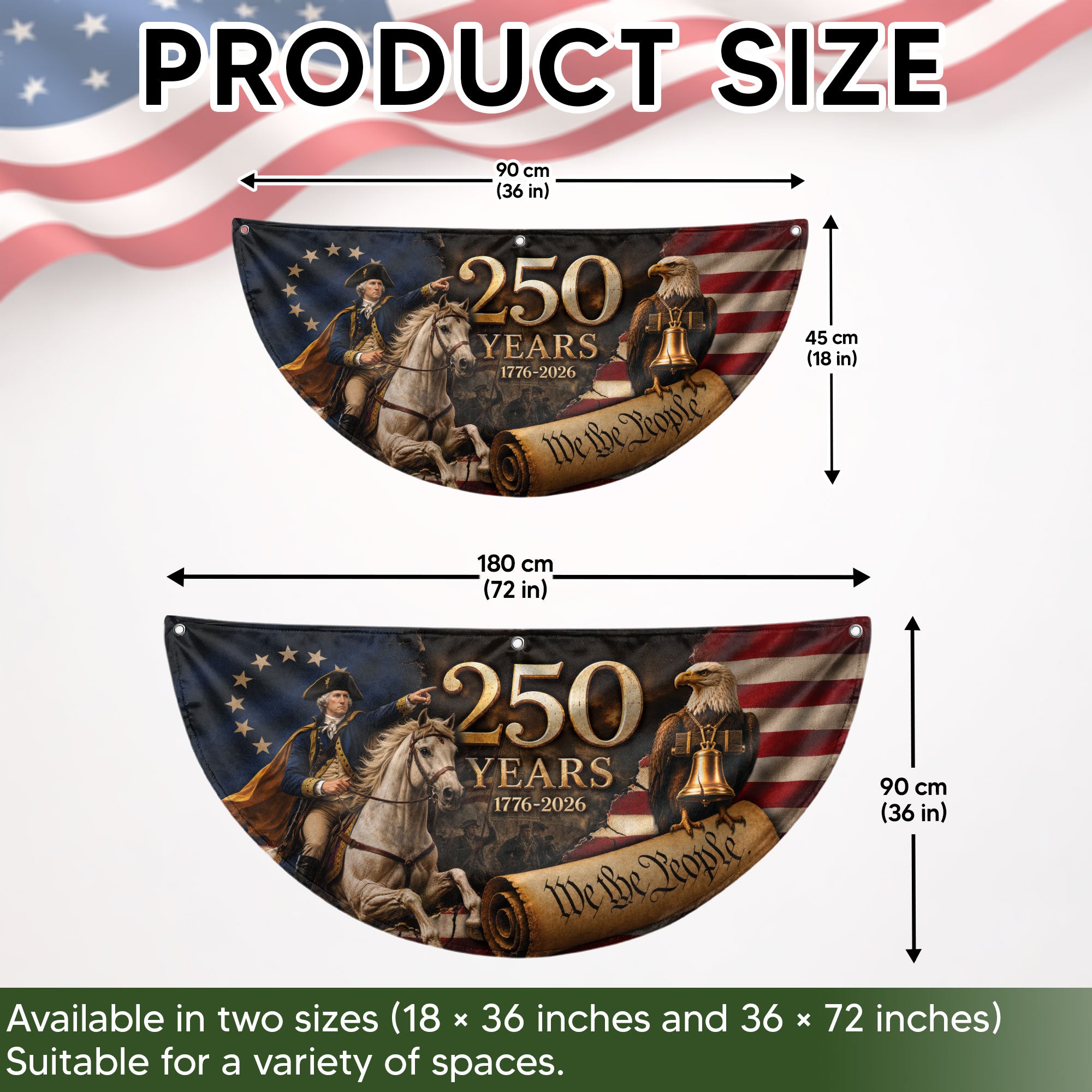 250th Anniversary US Fence Flag 1776-2026 Patriotic George Washington Outdoor Banner