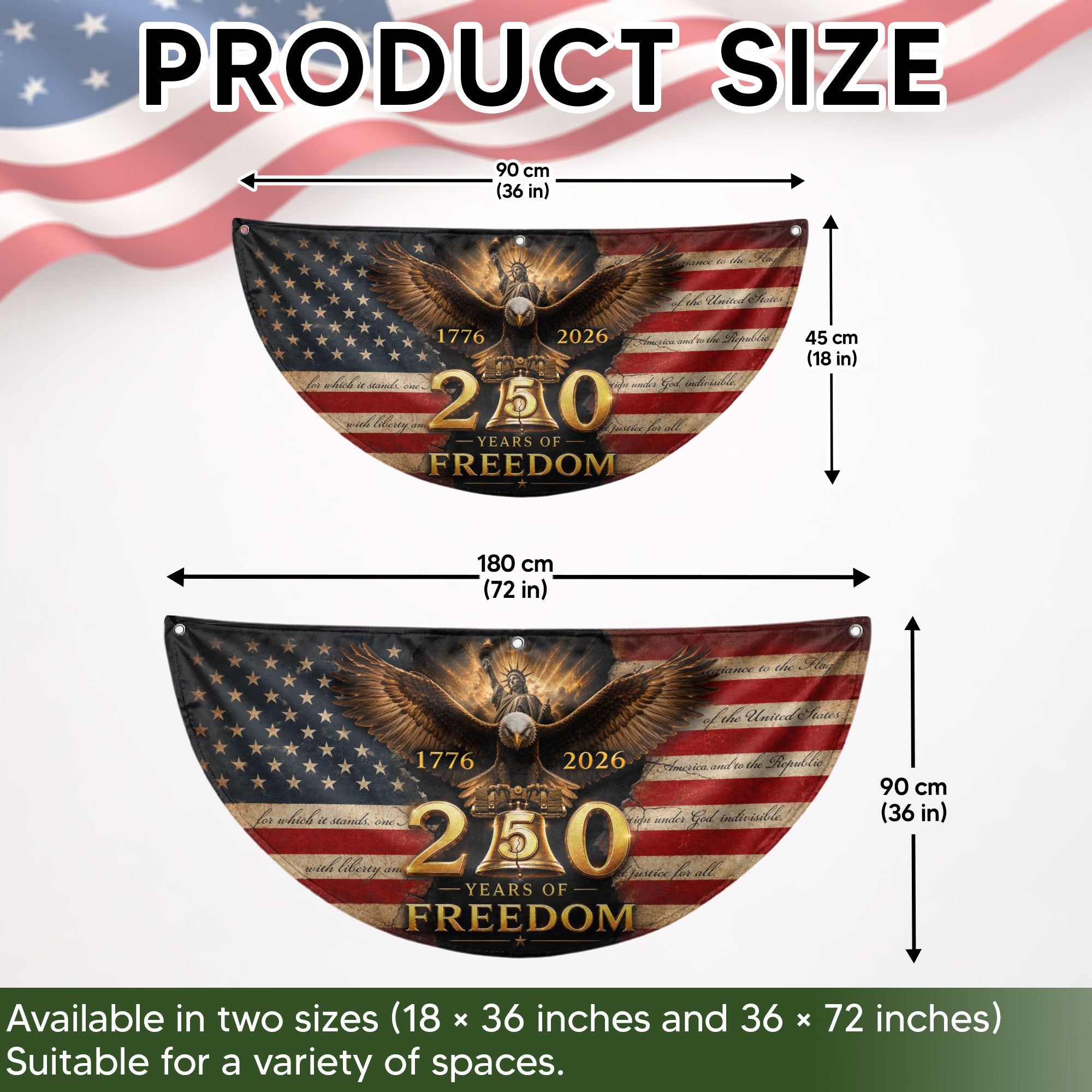 250th Anniversary US Fence Flag 1776-2026 Patriotic Statue of Liberty Outdoor Banner