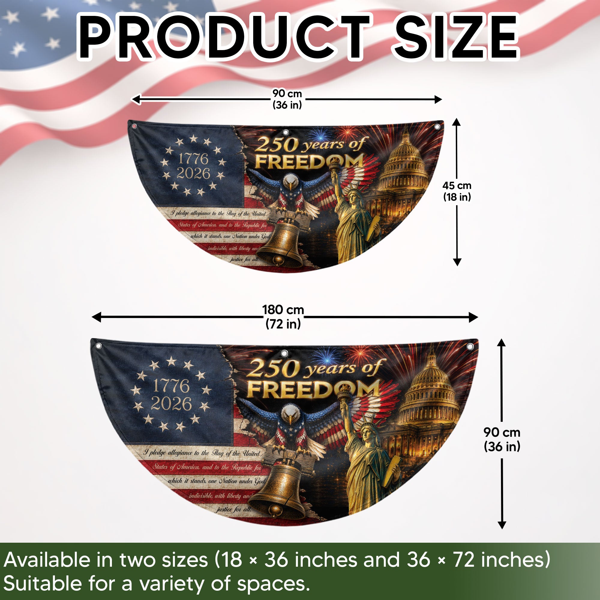 250th Anniversary US Fence Flag 1776-2026 Patriotic US Capitol Statue of Liberty Banner
