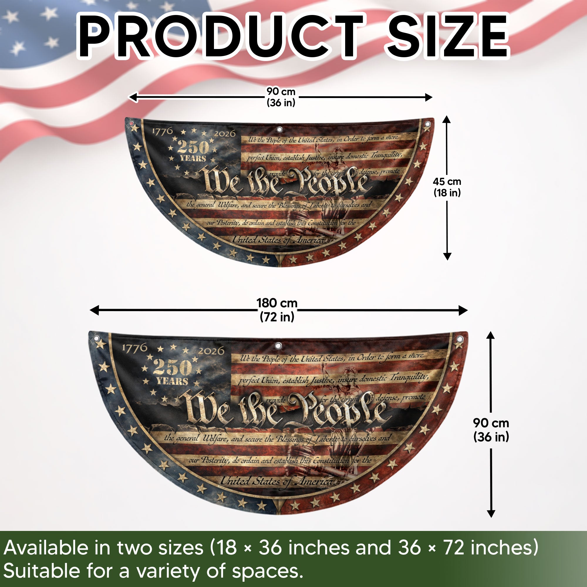 1776-2026 We The People Fence Flag 250 Years US Constitution Patriotic Pleated Bunting