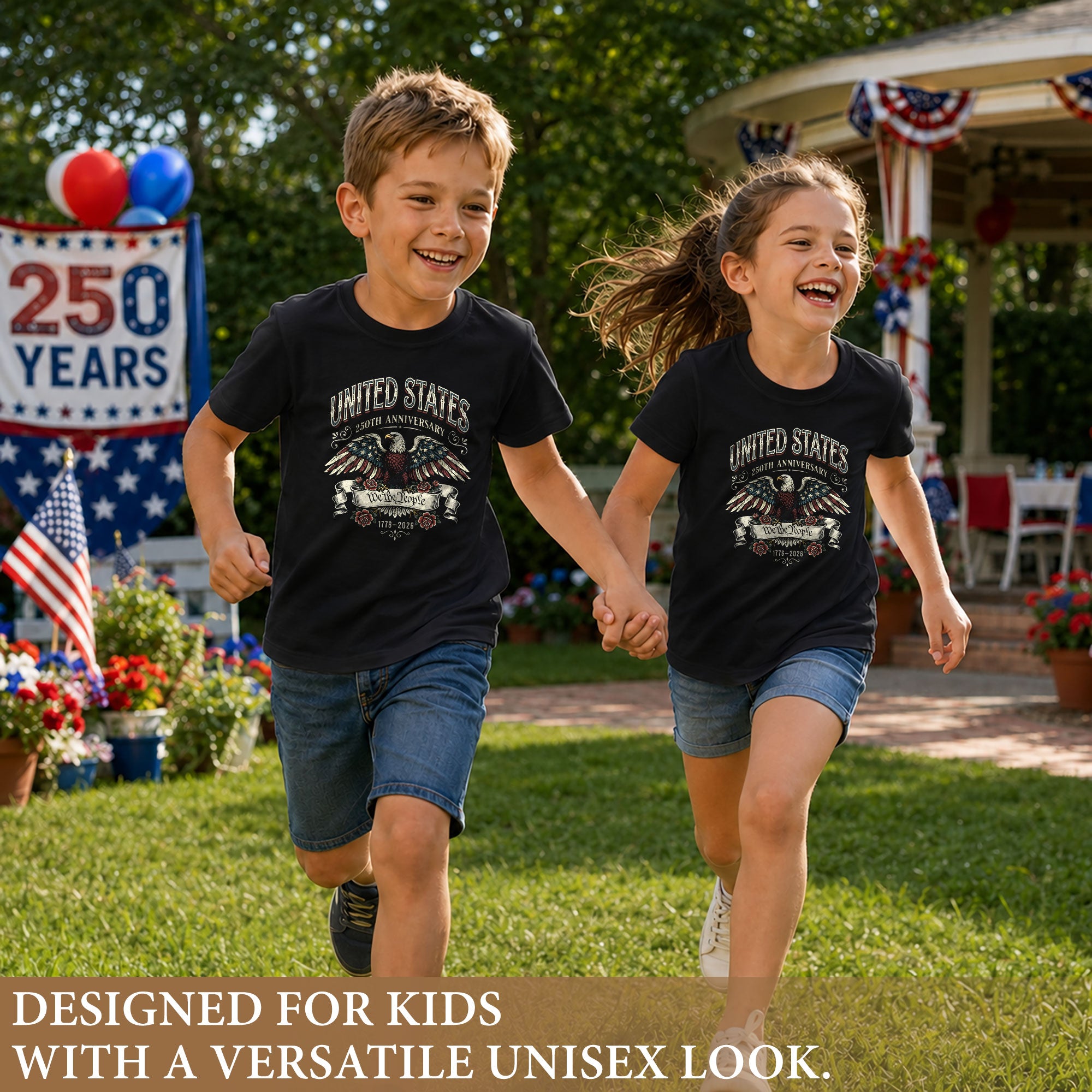 Kids United States 250th Anniversary T-Shirt We The People Eagle Tee 1776–2026