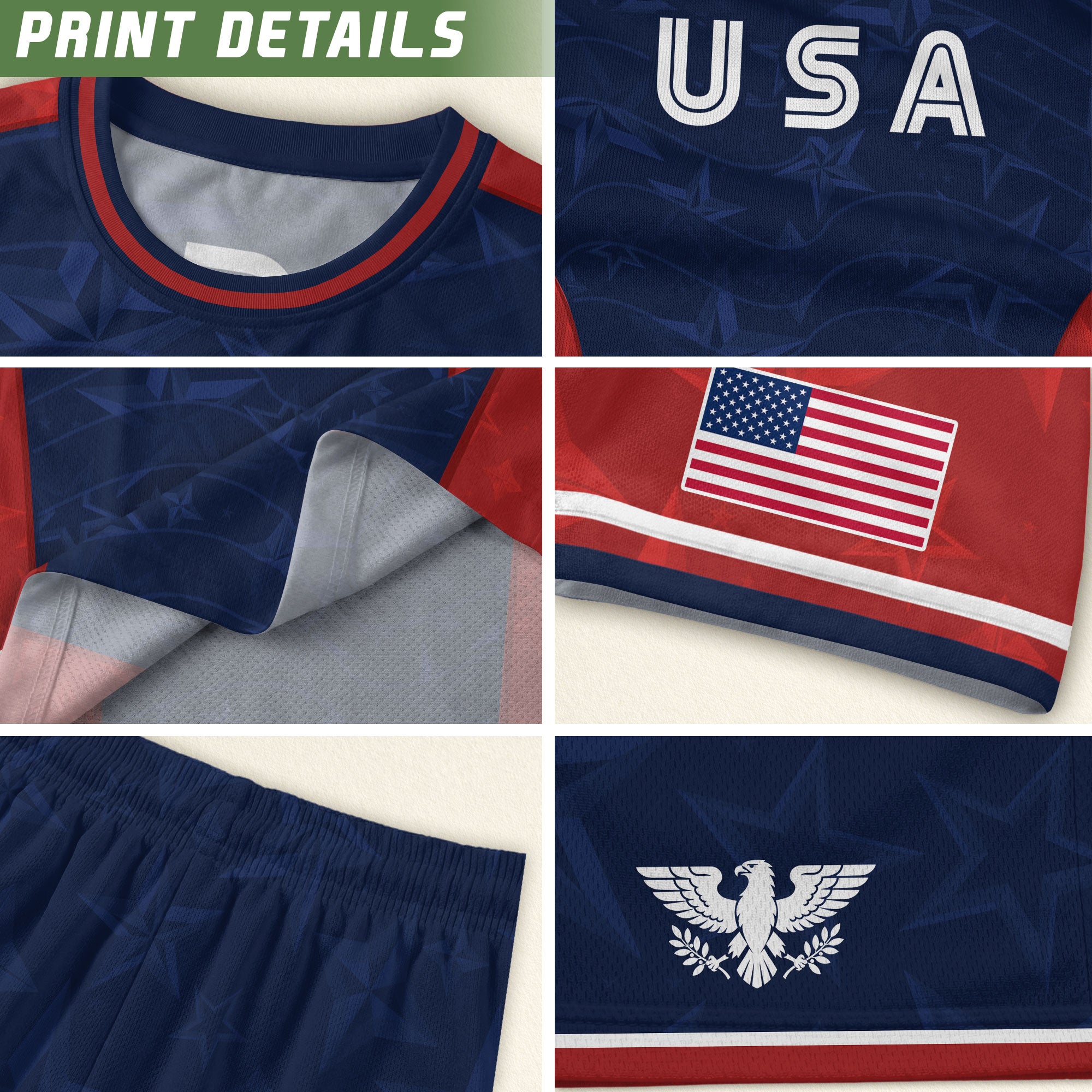 Navy Orange USA Soccer Jersey Men Patriotic Stars Stripes American Football Shirt Fan Gear